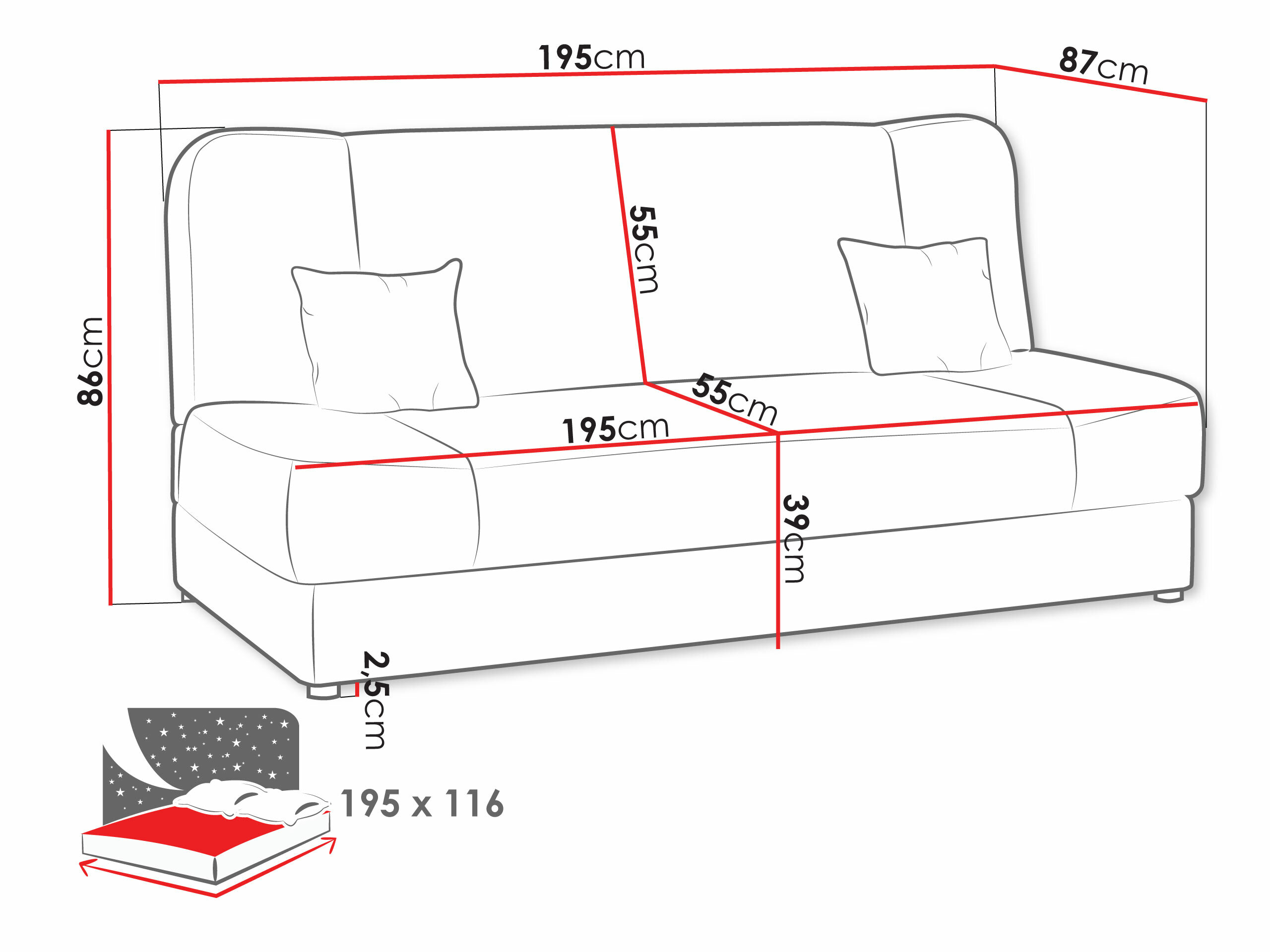 Canapé convertible Comfivo Cera II (Baloo 2073)