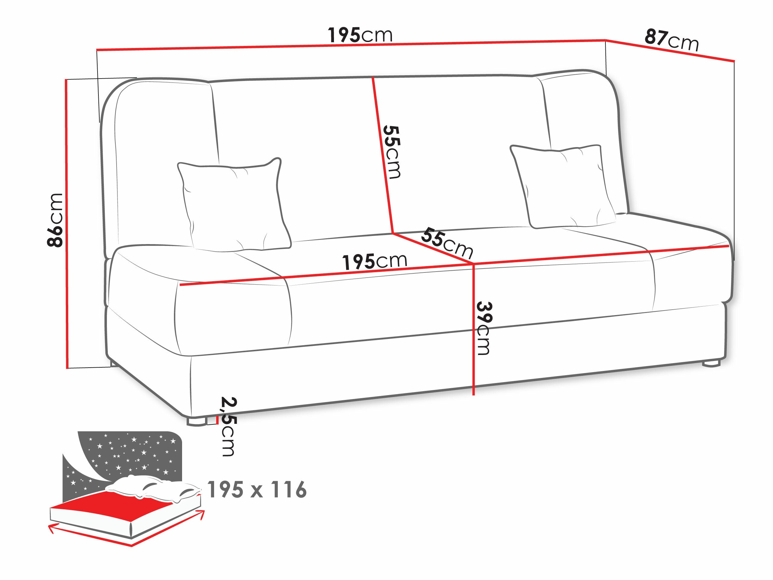 Canapé convertible Comfivo Cera II (Miu 2056 + Miu 2058)
