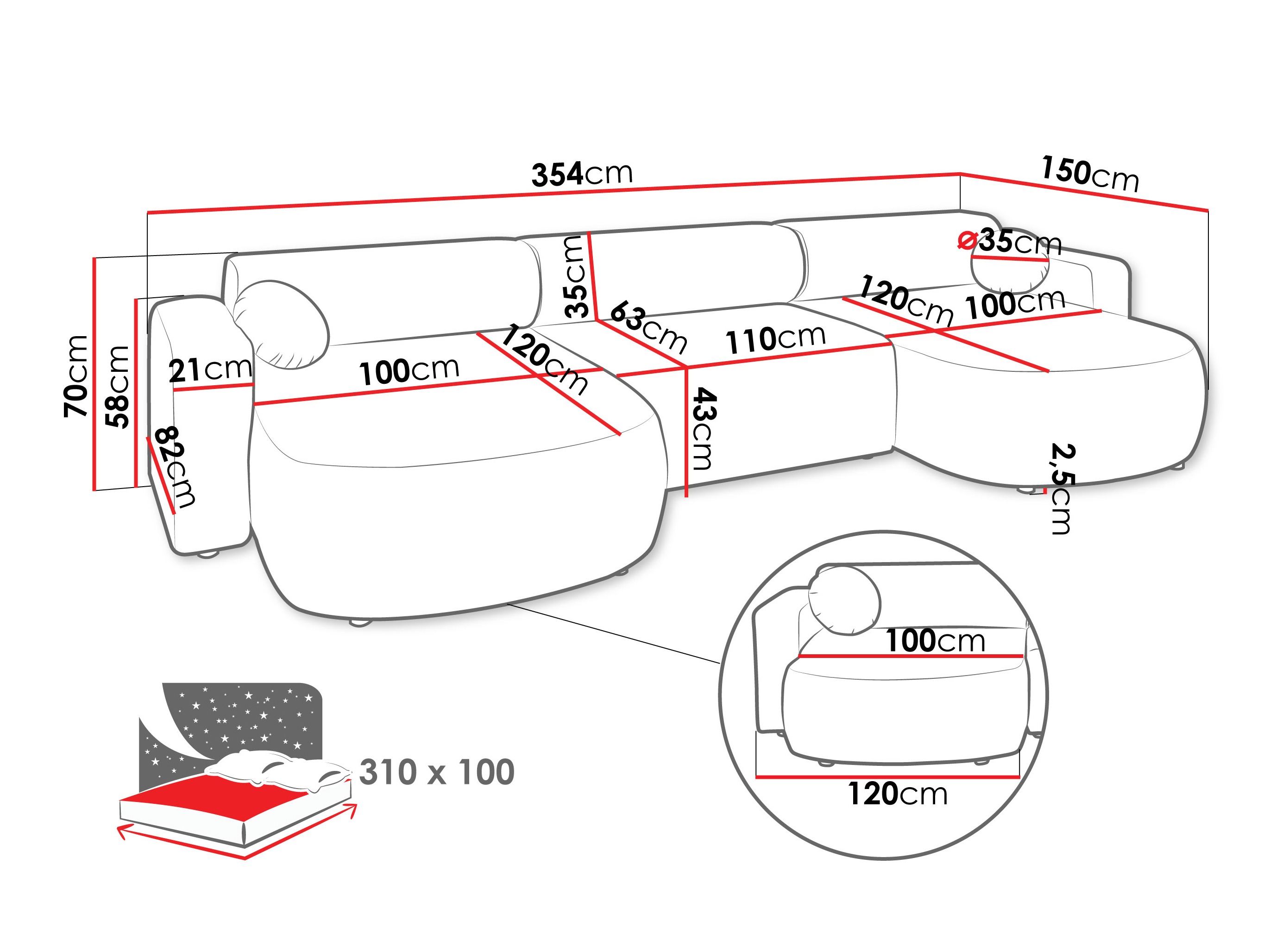 Canapé d'angle Comfivo Corus I (Velo 621)