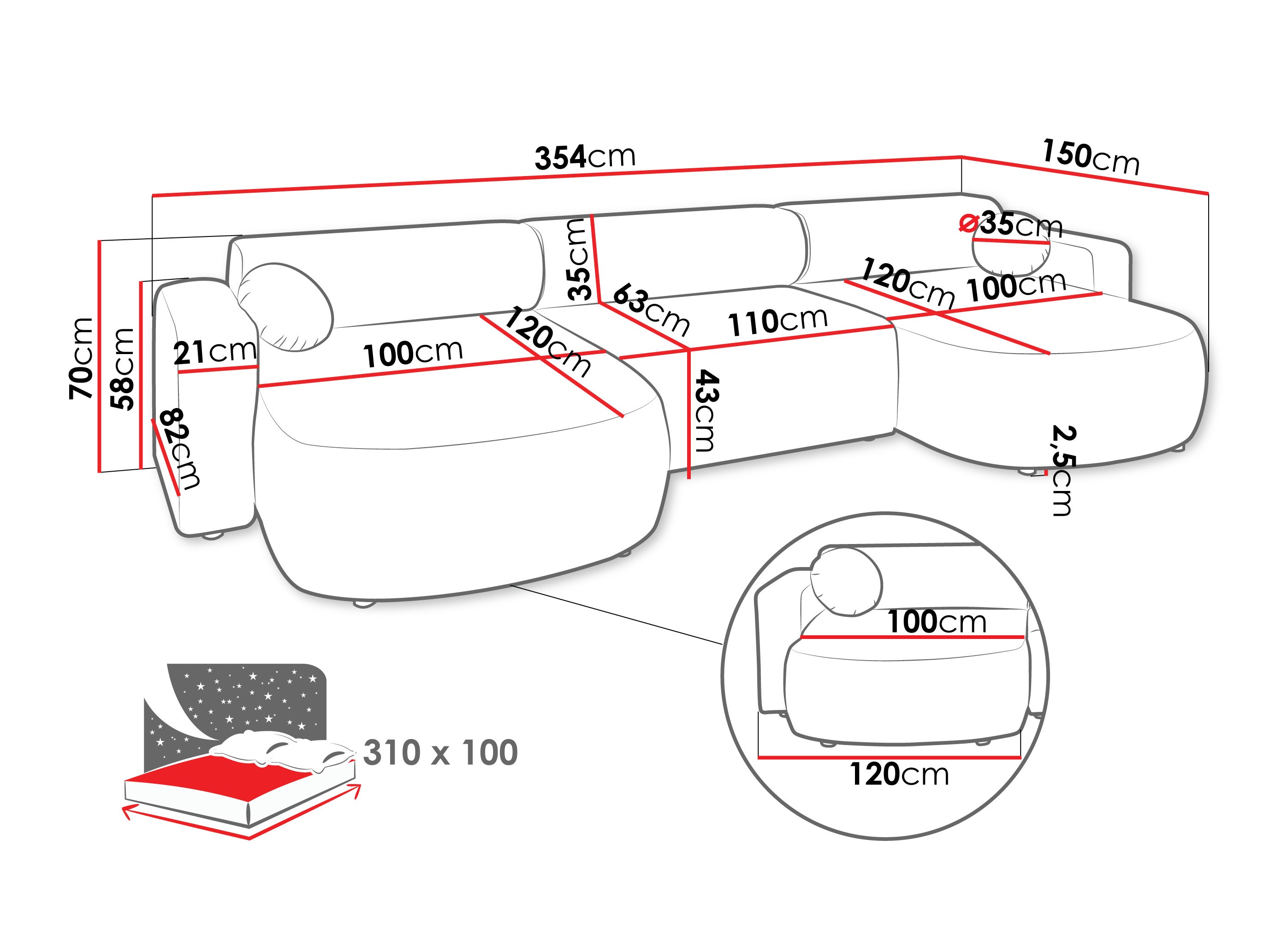 Canapé d'angle Comfivo Corus I (Velo 633)