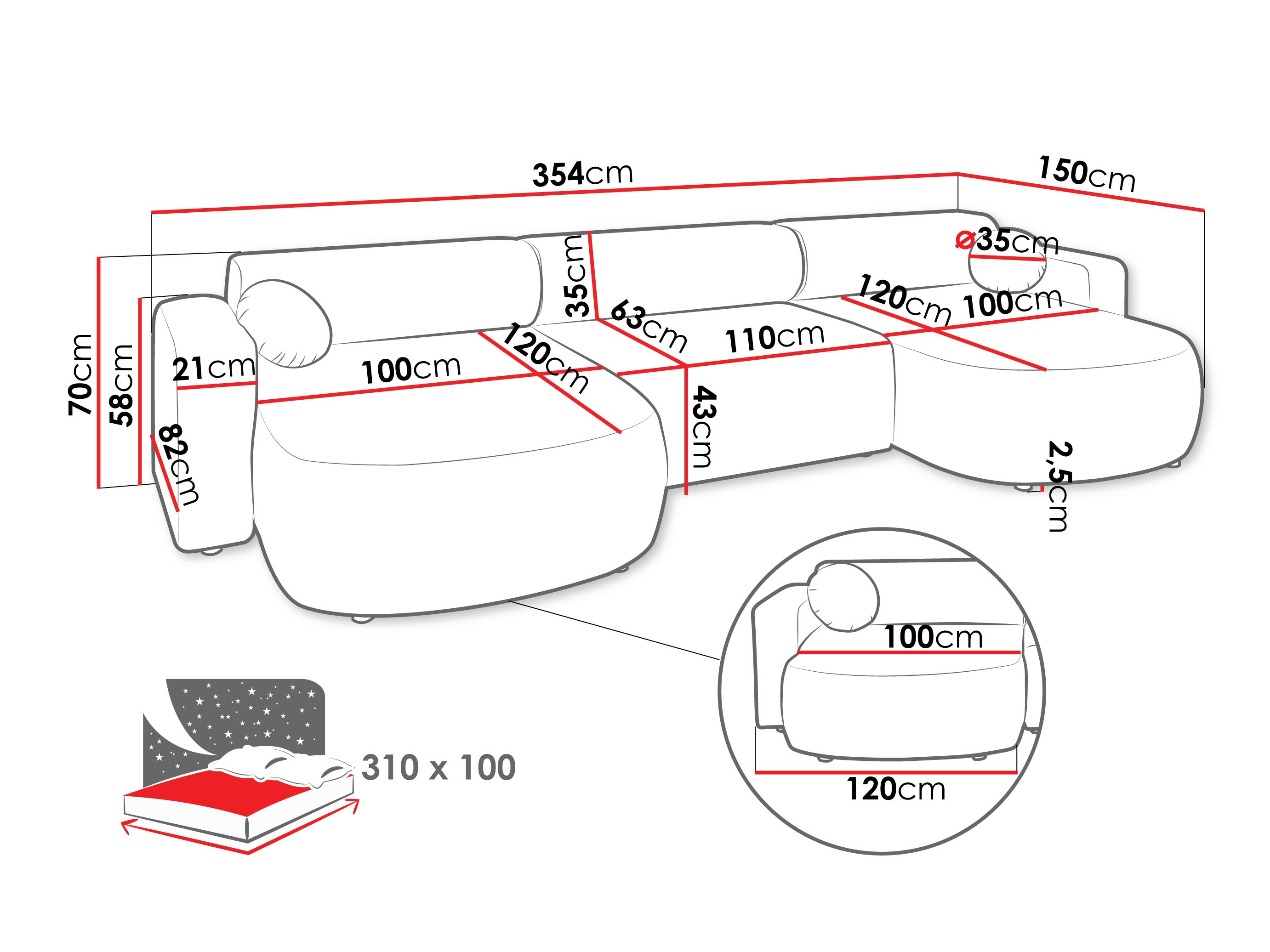 Canapé d'angle Comfivo Corus I (Velo 635)