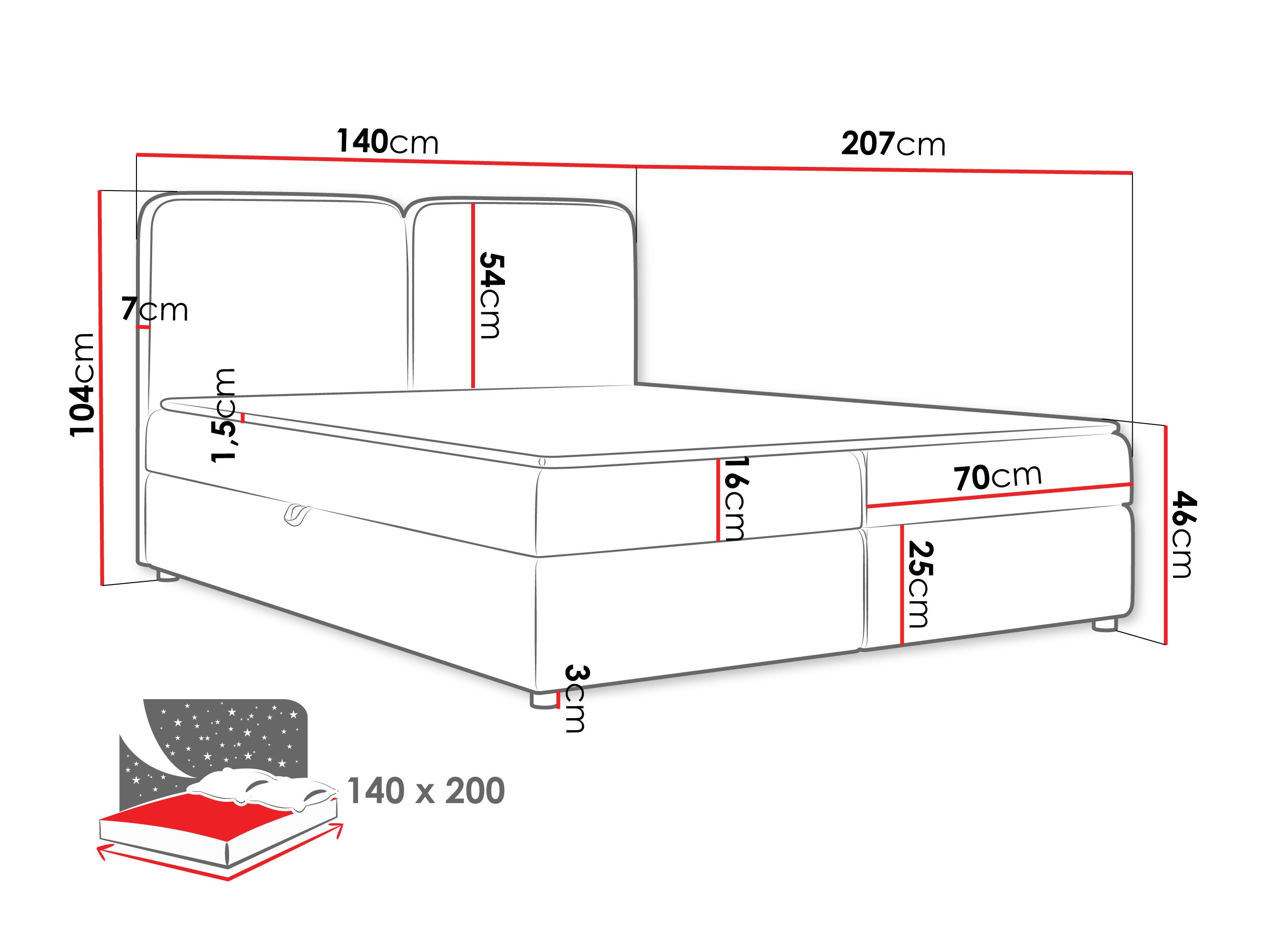 Lit boxspring Stonecrest 109 (Taro 98)