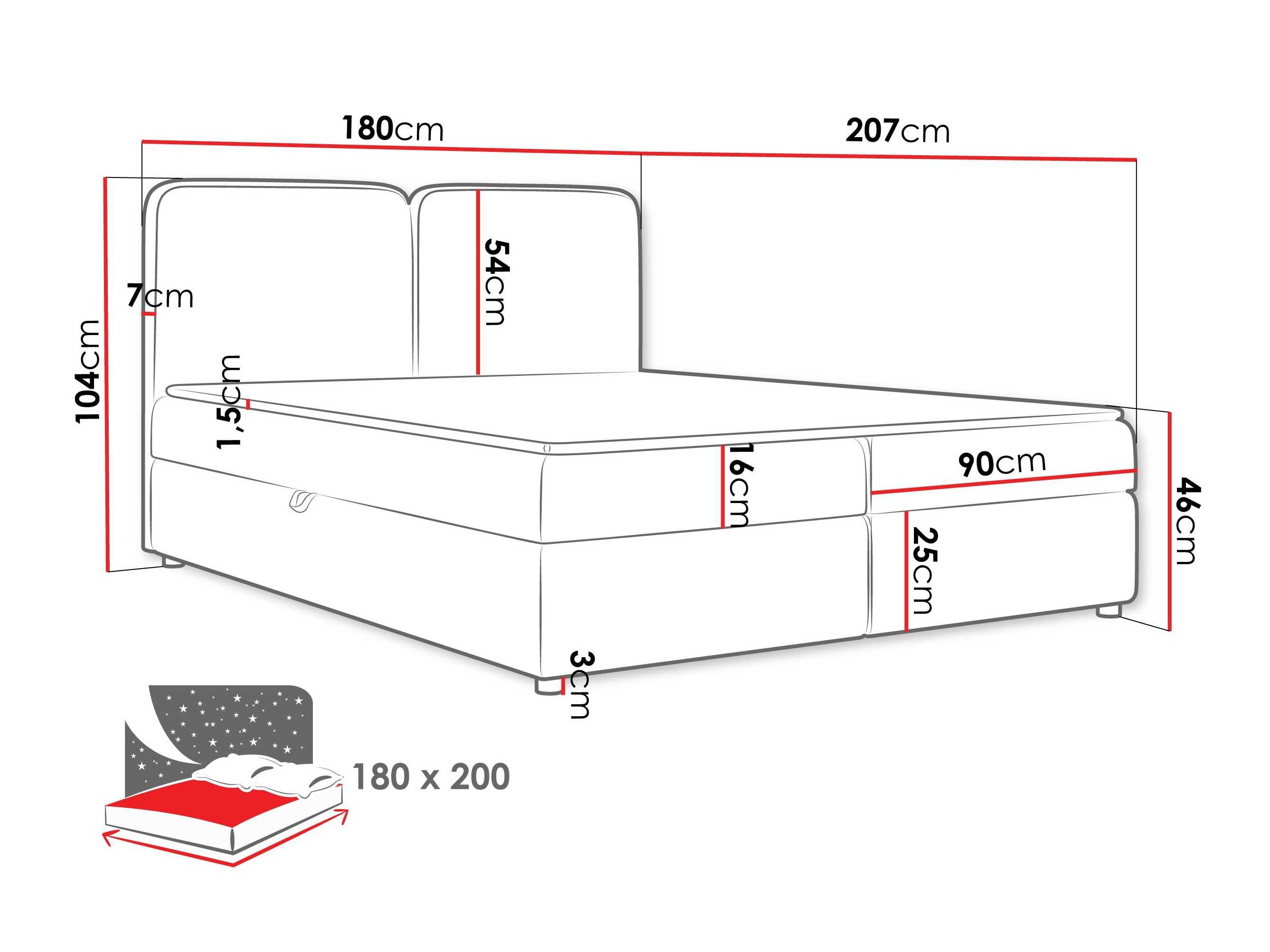 Lit boxspring Stonecrest 109 (Taro 98)