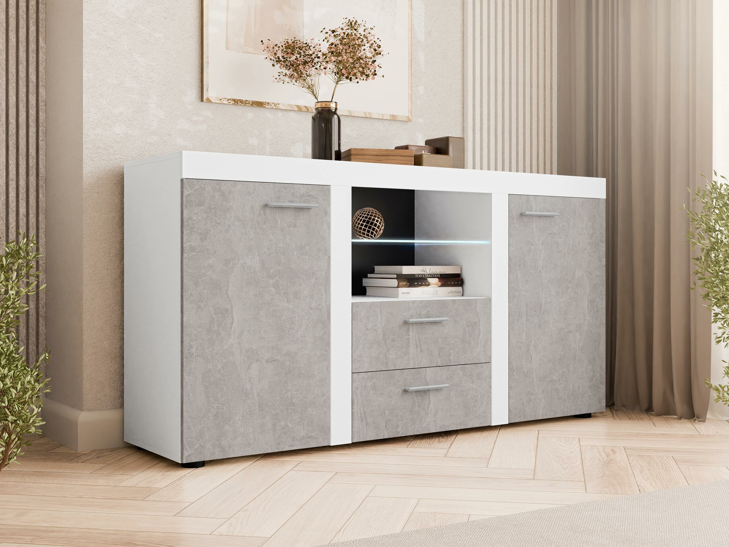 Commode Univio (Blanc + Béton)