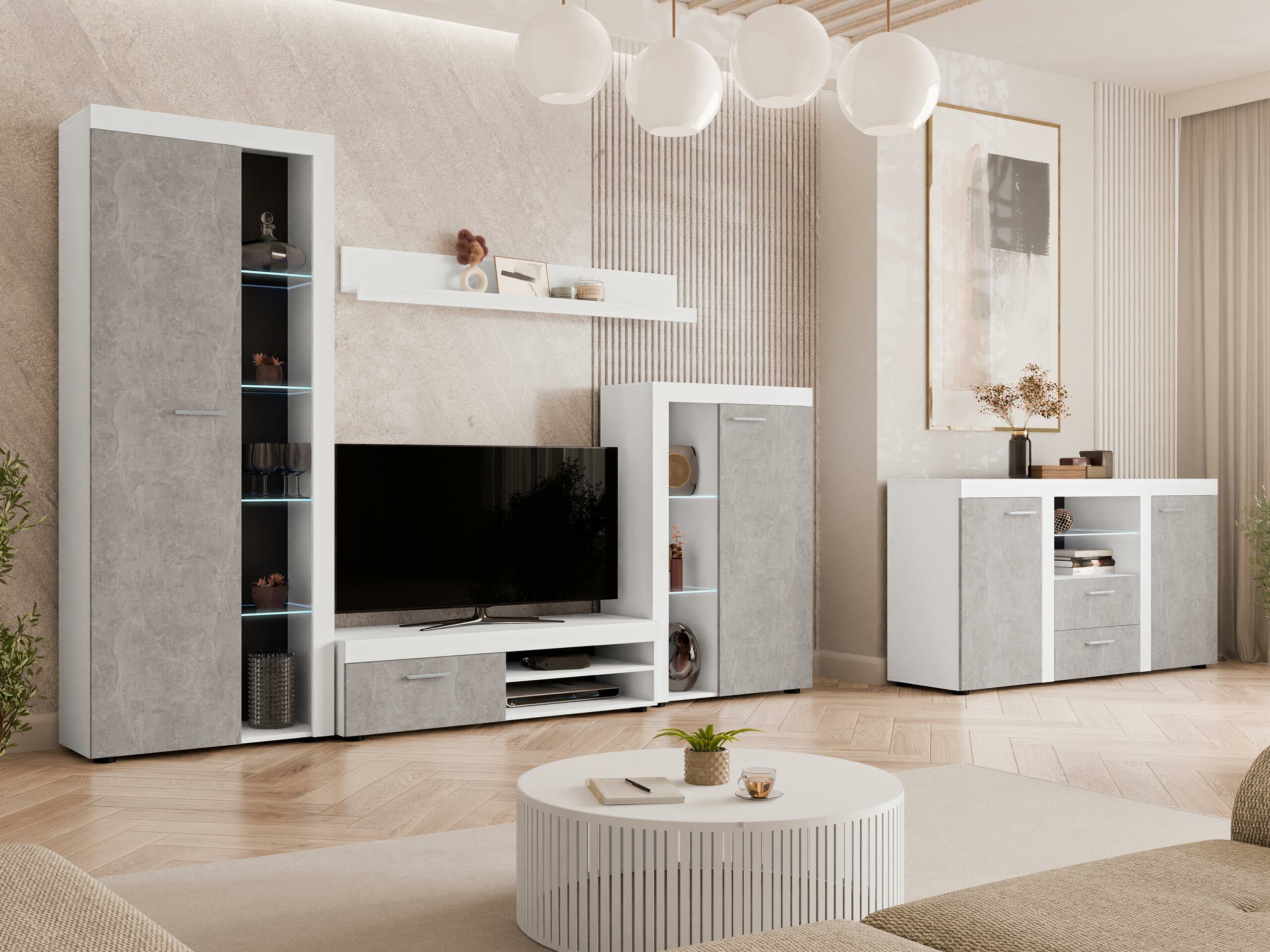 Commode Univio (Blanc + Béton)