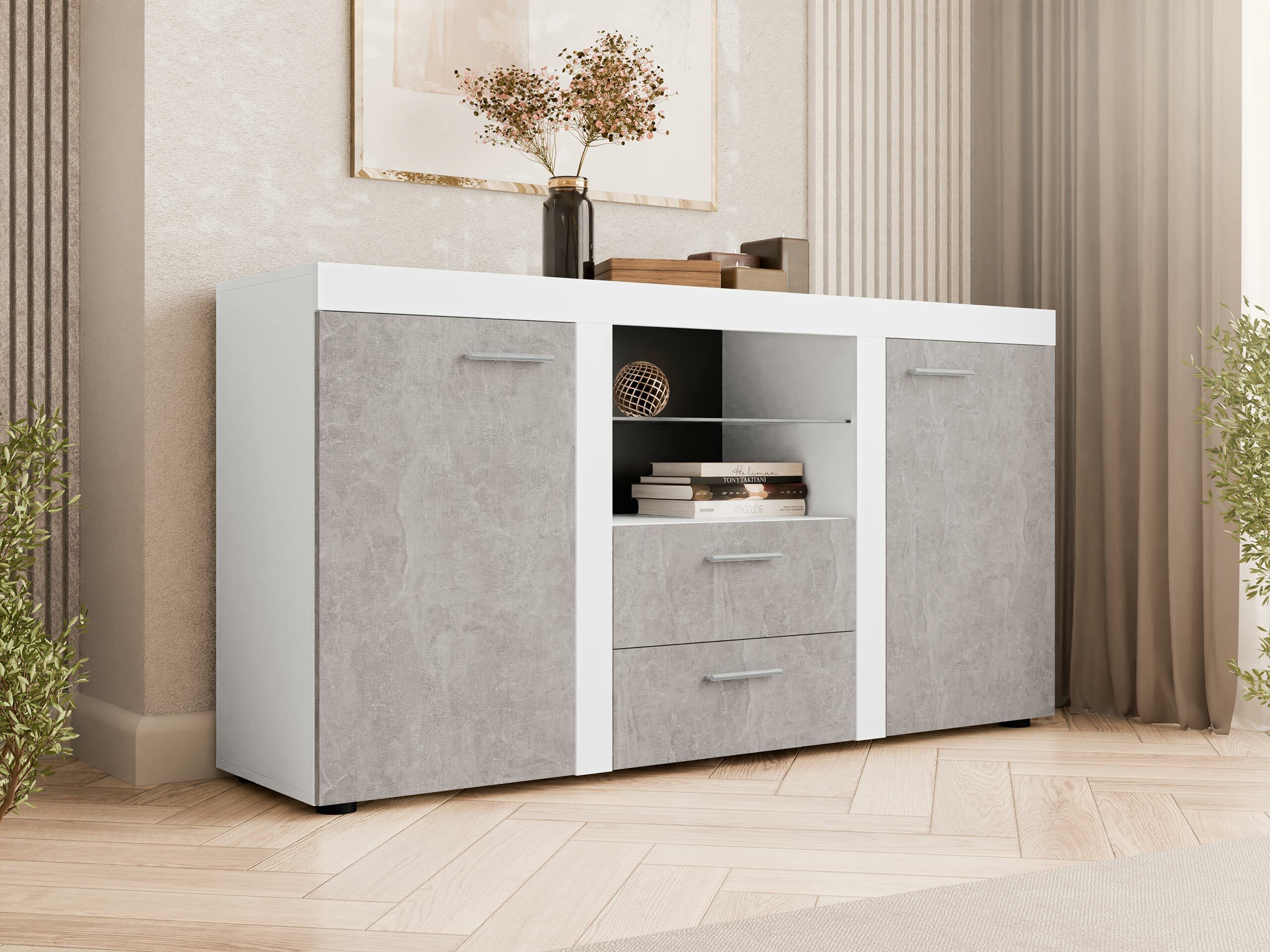 Commode Univio (Blanc + Béton)