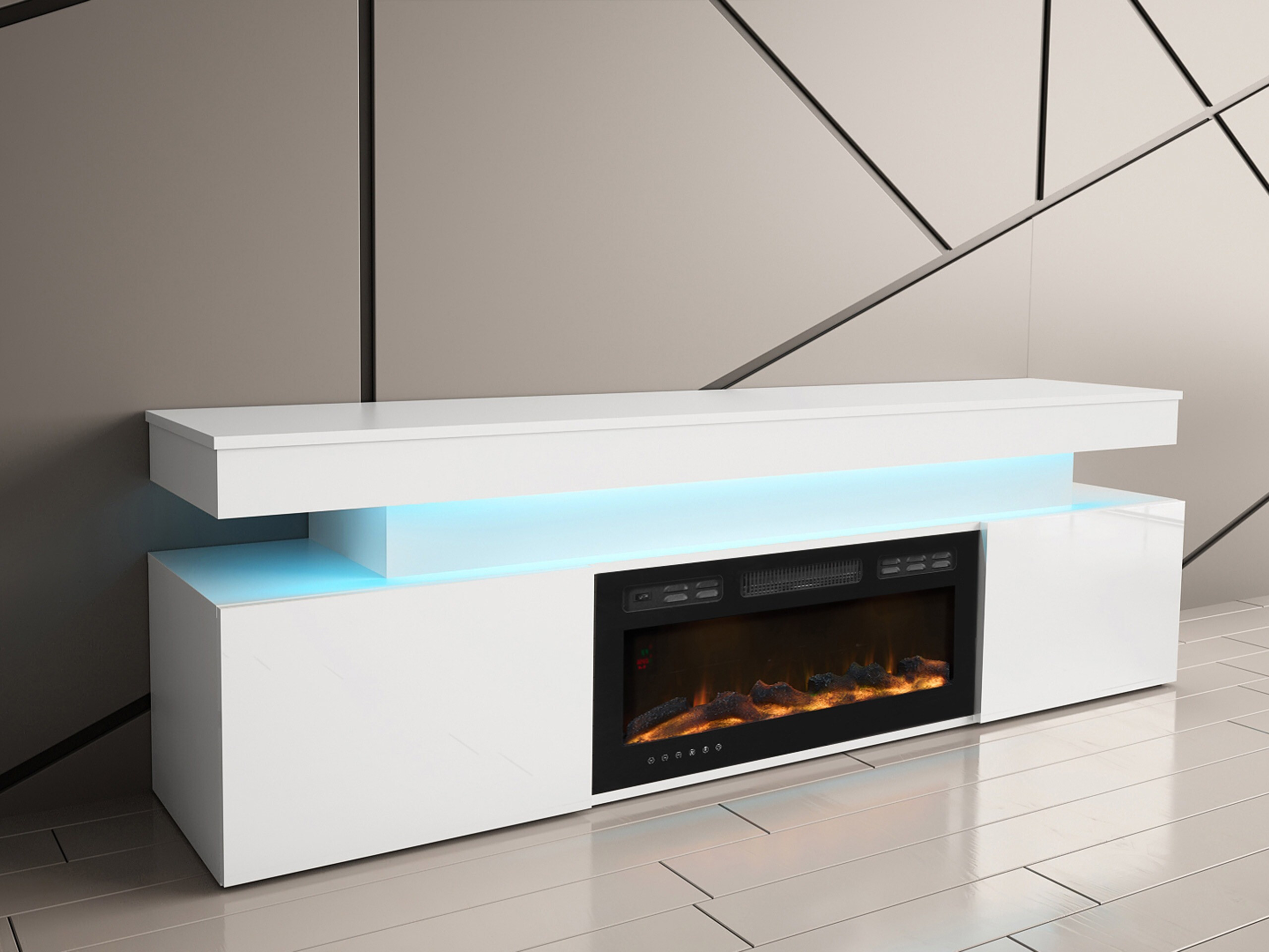 Meuble TV Monfero 104 (Blanc + Blanc brillant)