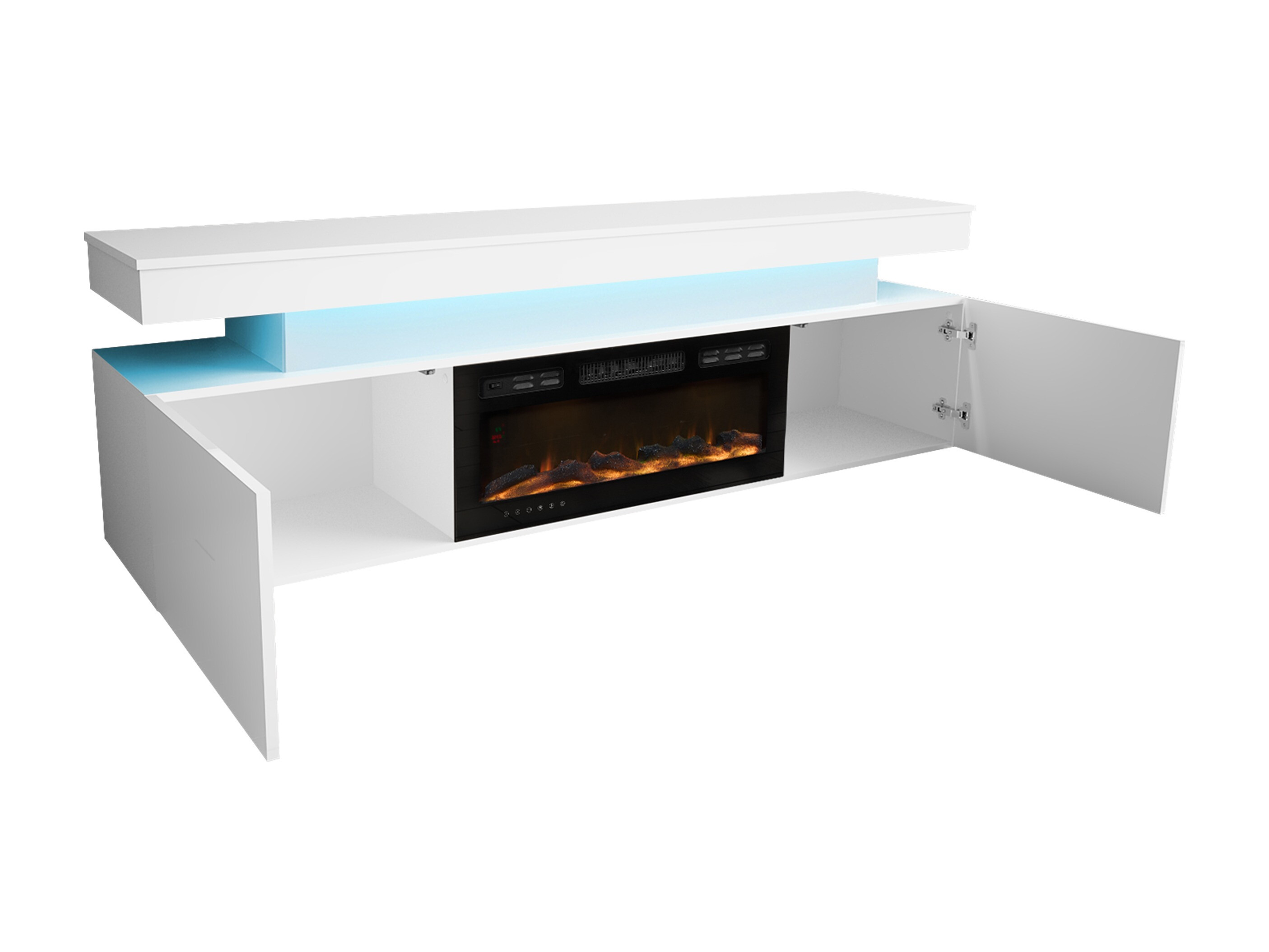 Meuble TV Monfero 104 (Blanc + Blanc brillant)