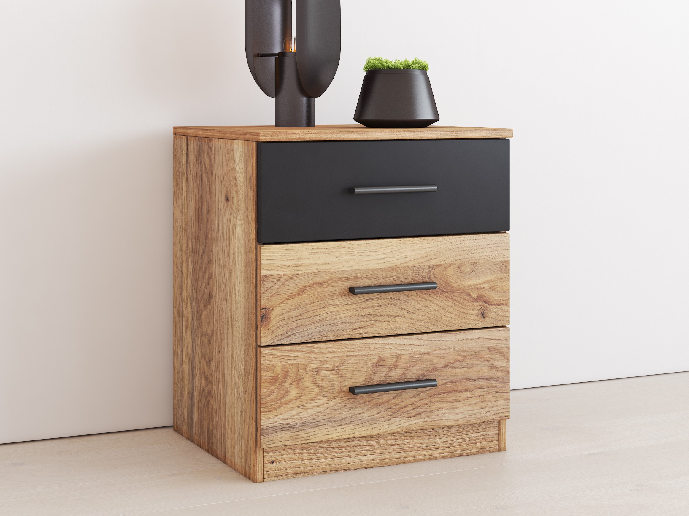 Table de chevet Melvele 100 (Chêne + Noir)