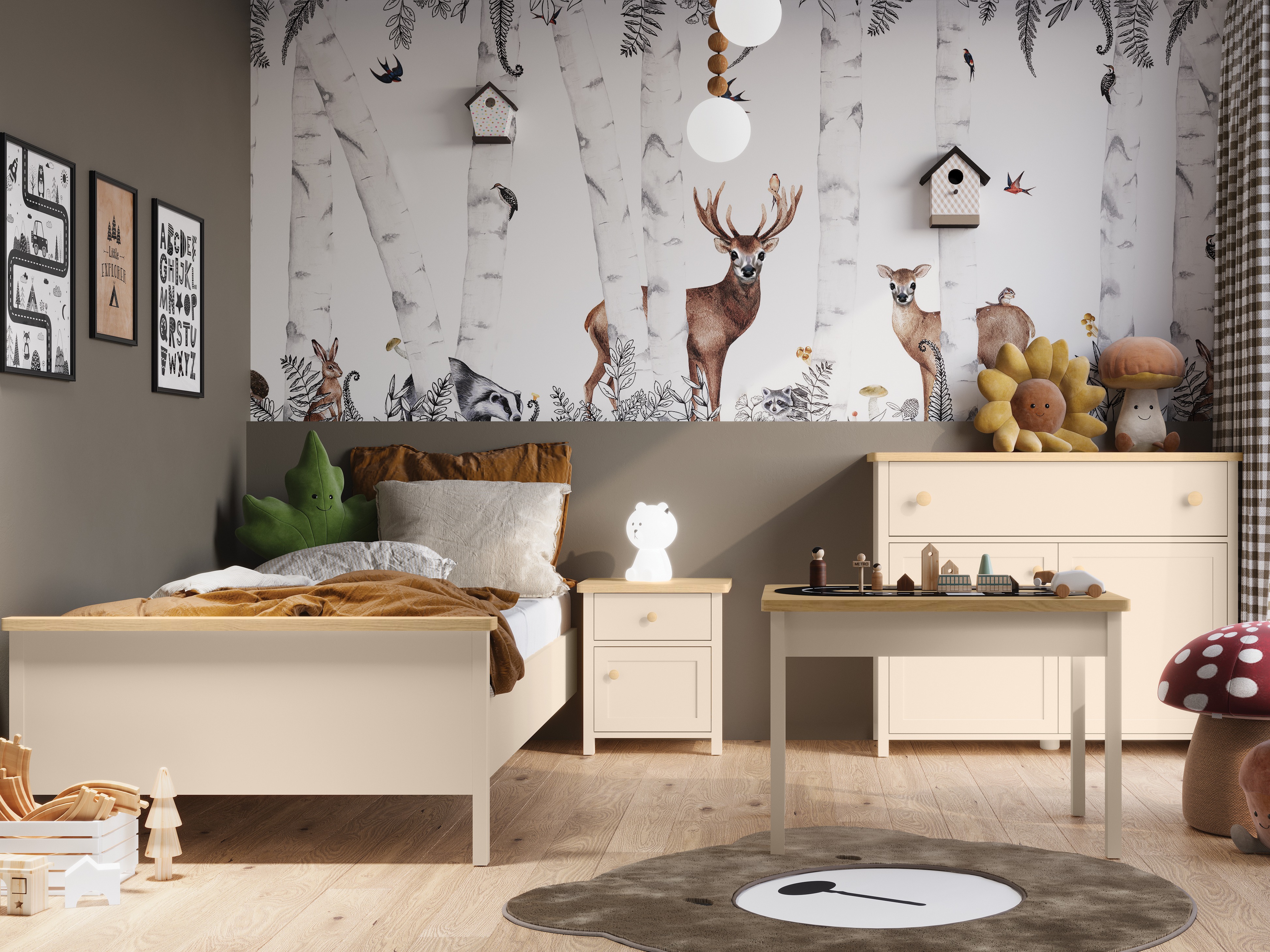 Lit Romelbo 148 (Beige + Chêne)