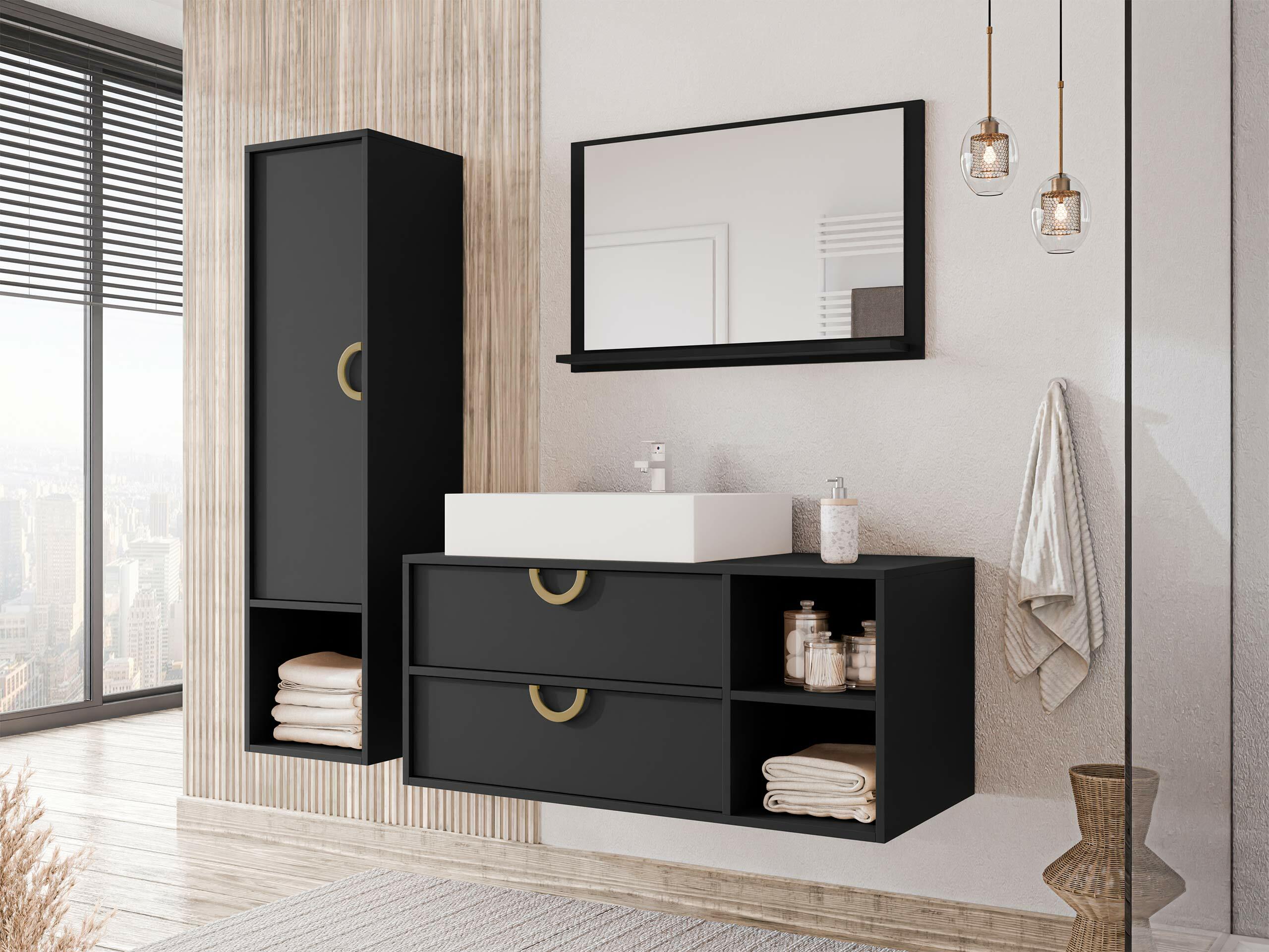Armoire de salle de bain murale Sodalis (Noir)