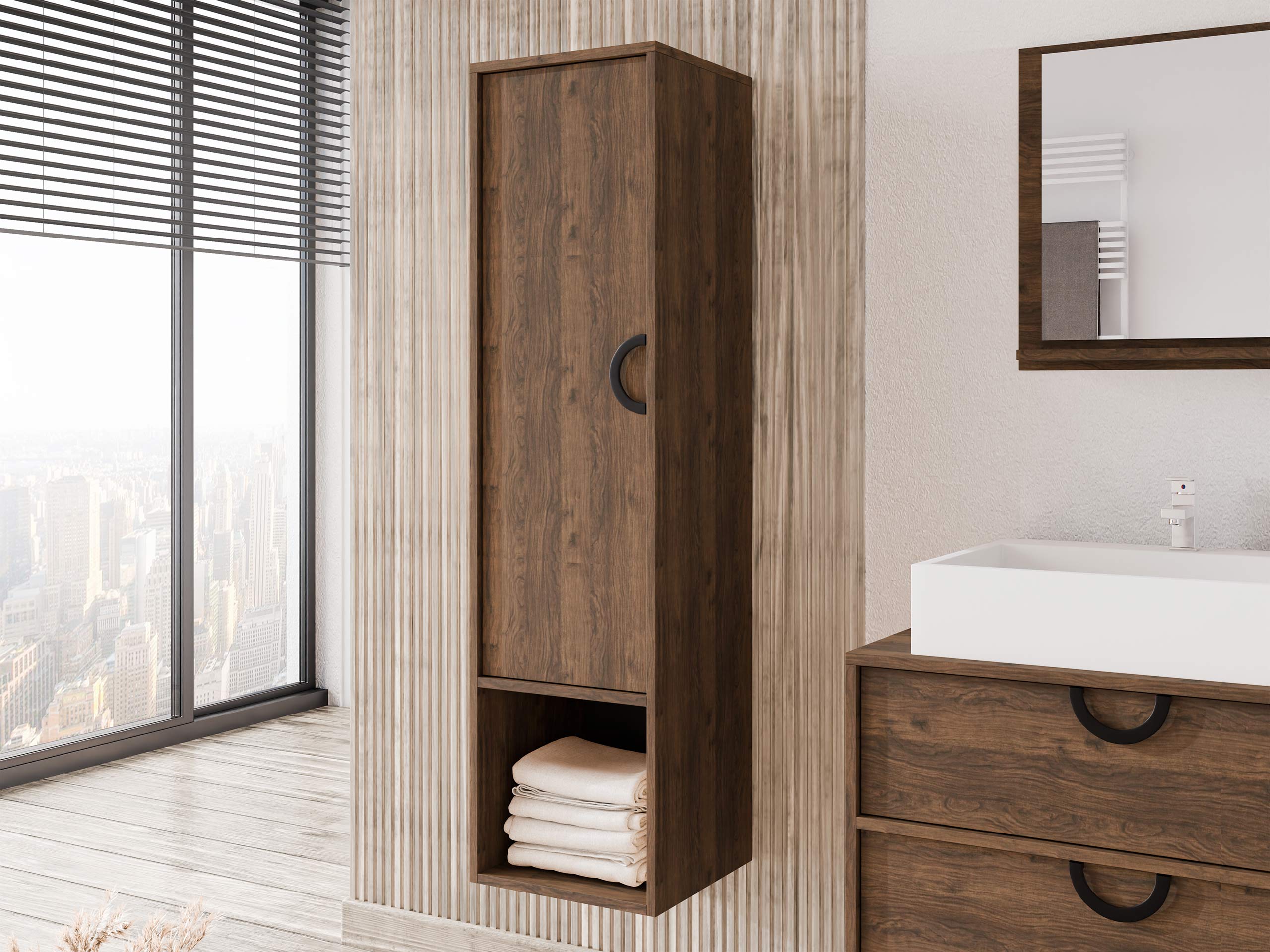 Armoire de salle de bain murale Sodalis (Noyer)