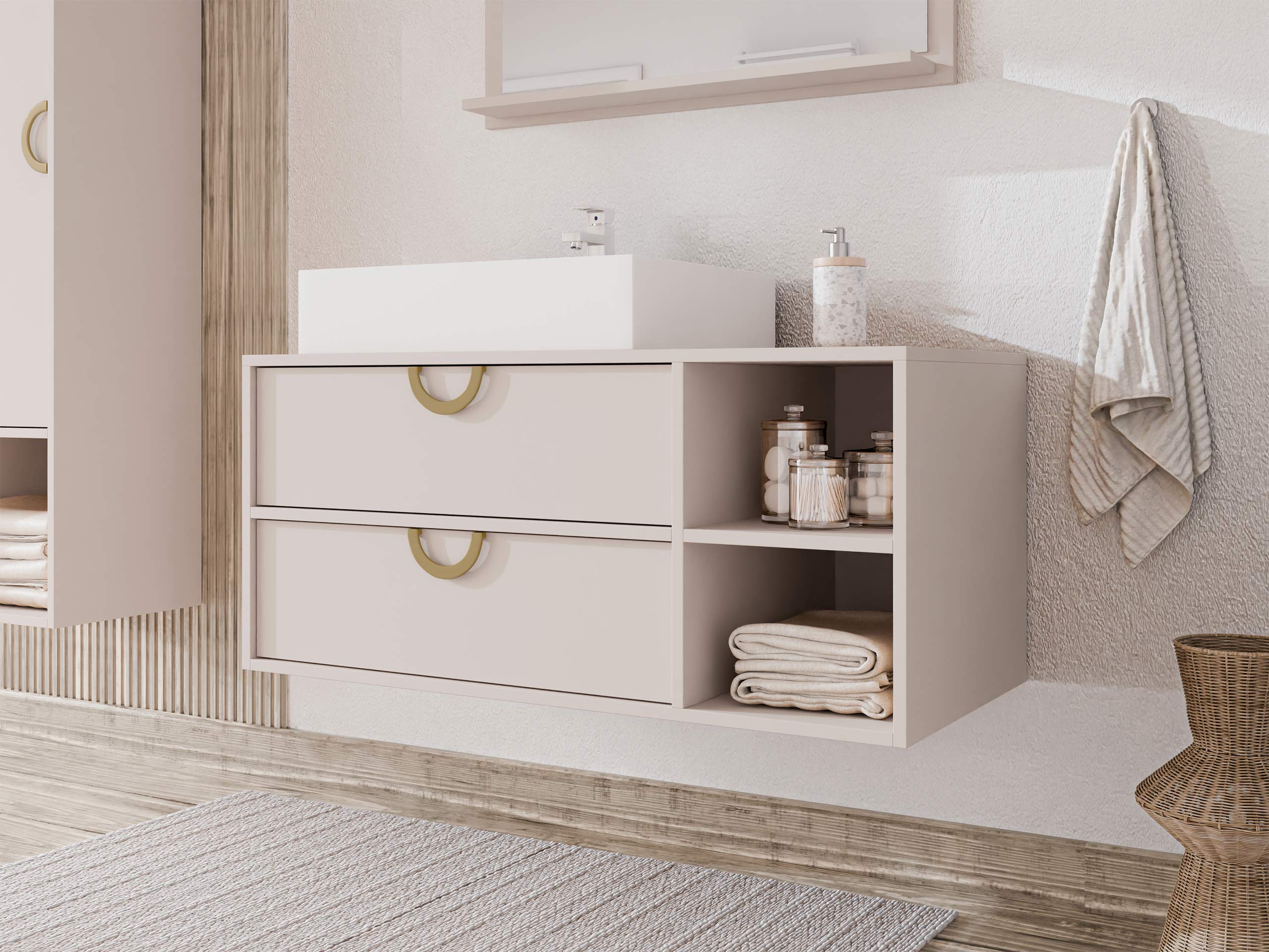 Armoire de salle de bains murale pour lavabo Sodalis (Cachemire)