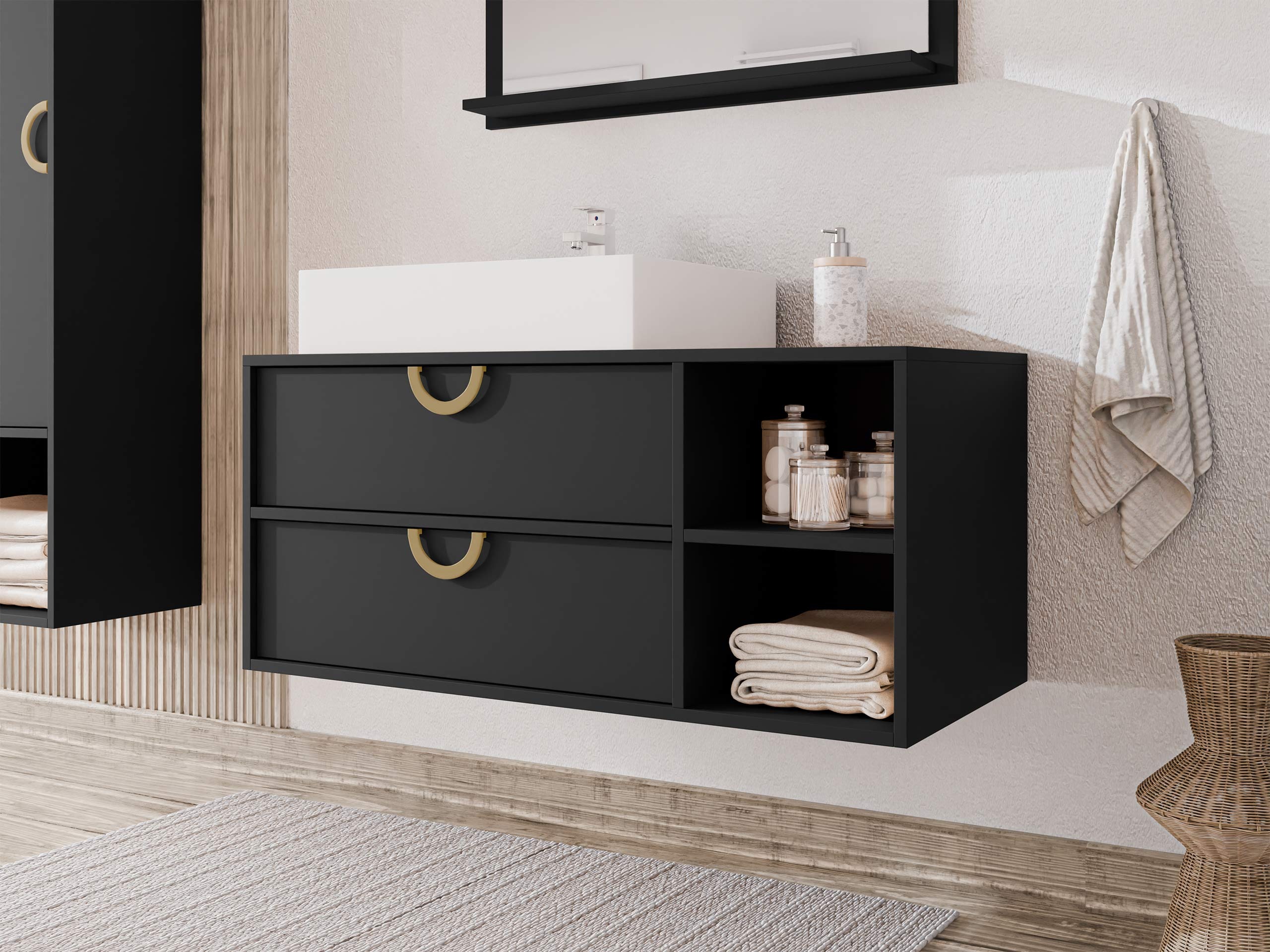 Armoire de salle de bains murale pour lavabo Sodalis (Noir)