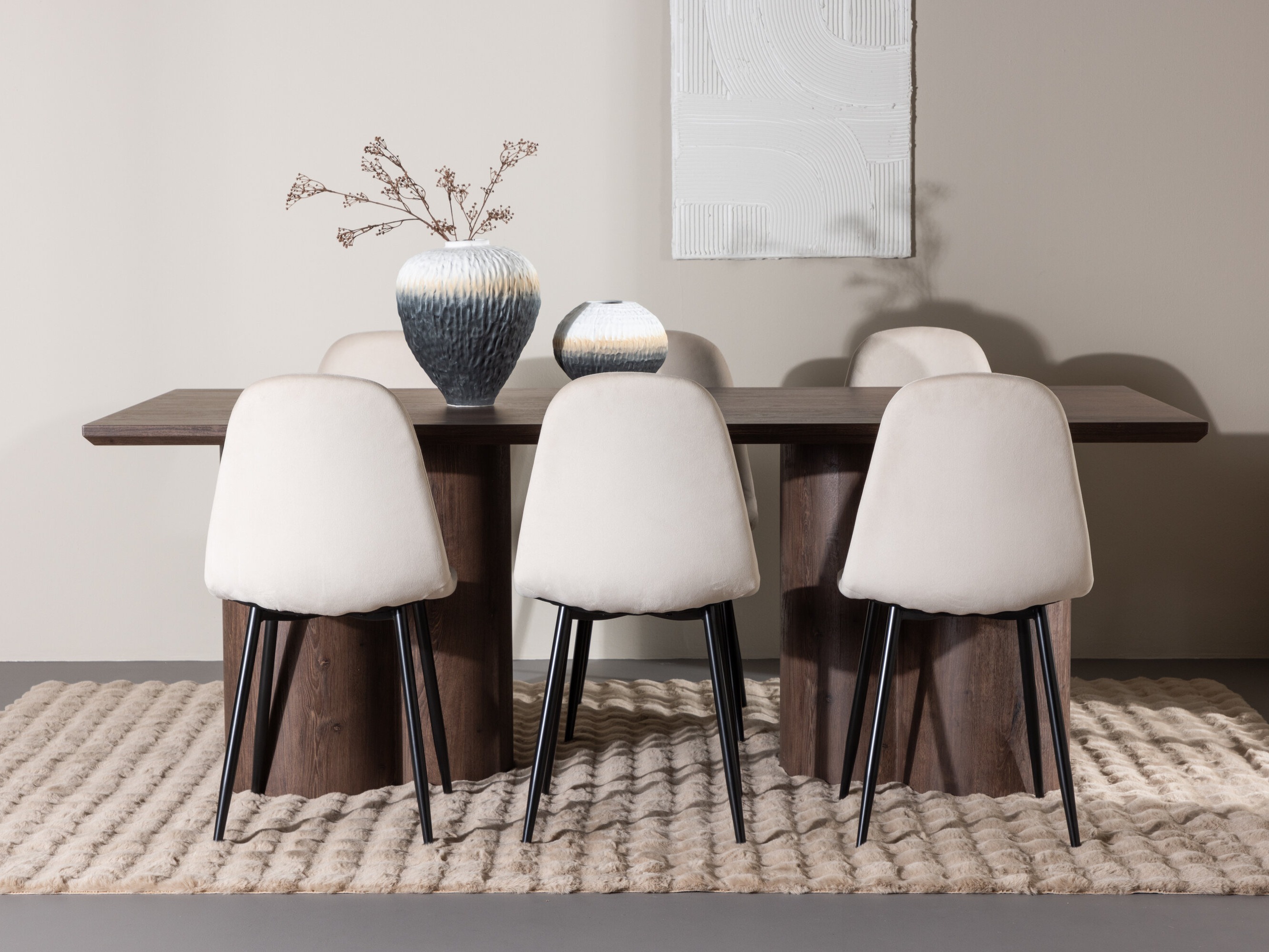 Salle à manger complète Dallas 4959 (Beige + Noir)