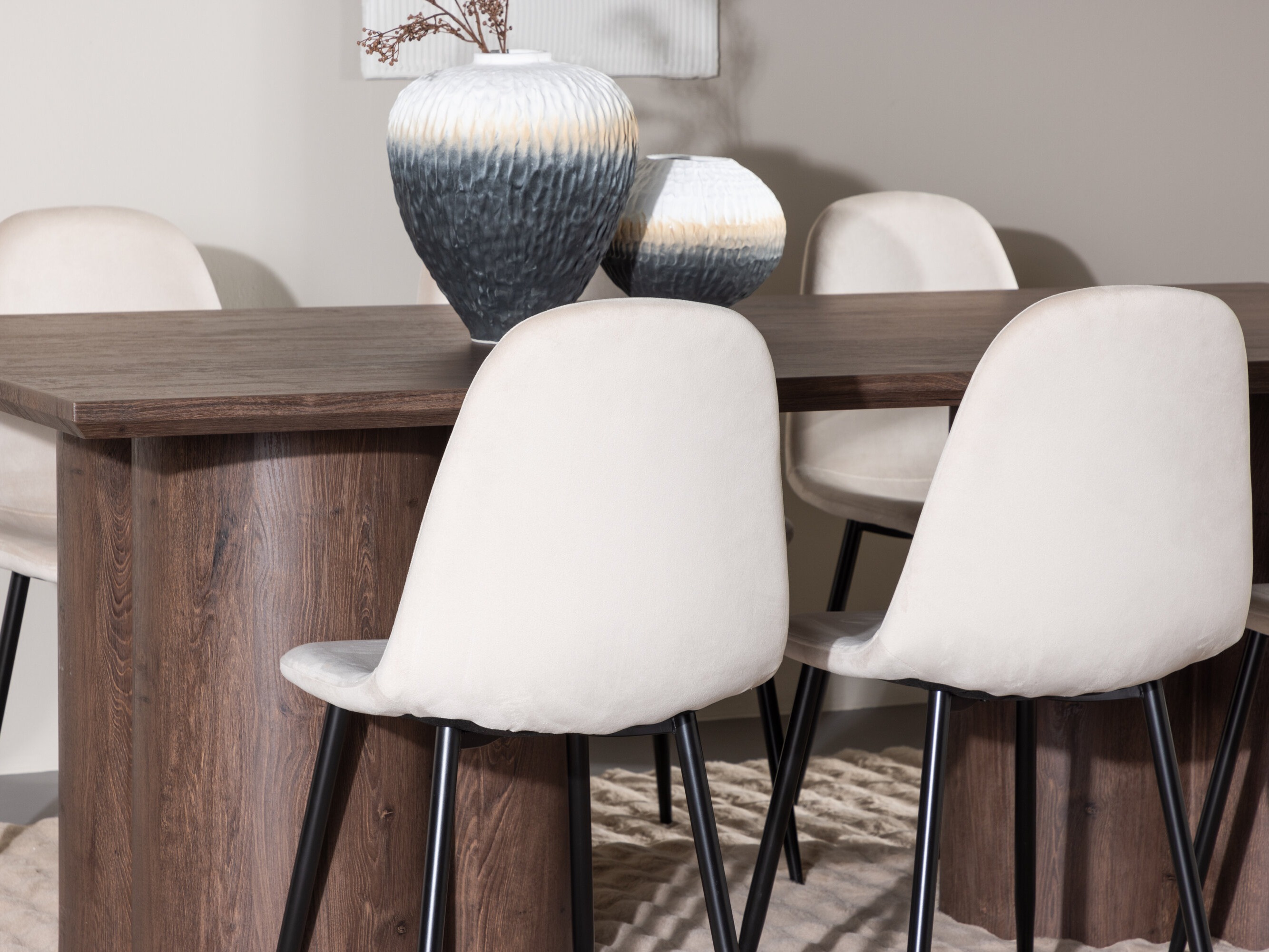 Salle à manger complète Dallas 4959 (Beige + Noir)