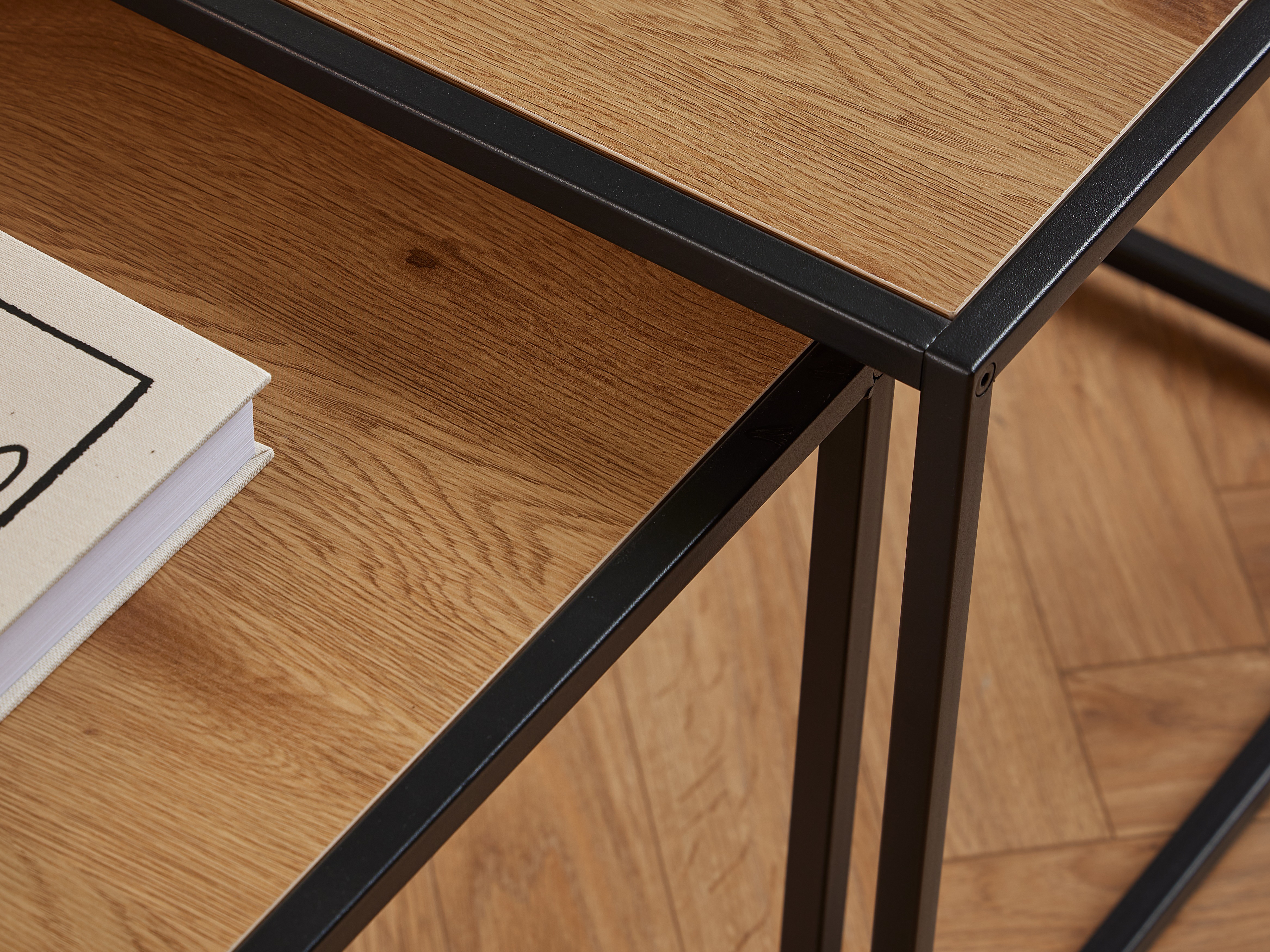 Ensemble de tables d'appoint Norsica 461 (Chêne sauvage + Noir)