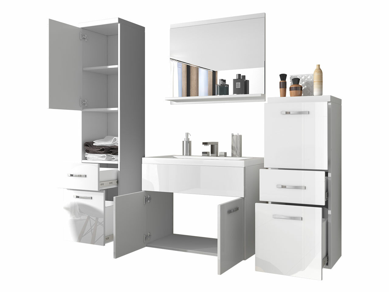 Ensemble de salle de bain Sarasota 109 (Matera gris + Châtaigne)