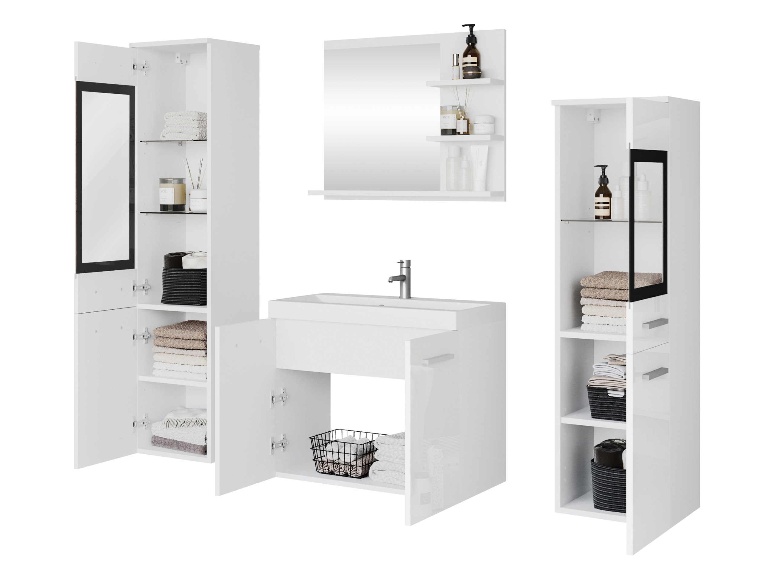 Ensemble de salle de bain Scientia IV (Matera gris + Châtaigne)