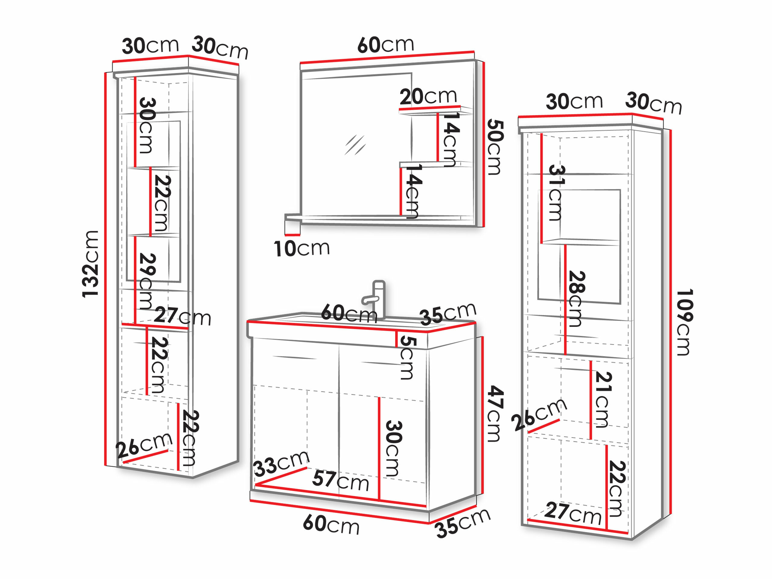 Ensemble de salle de bain Scientia IV (Matera gris)