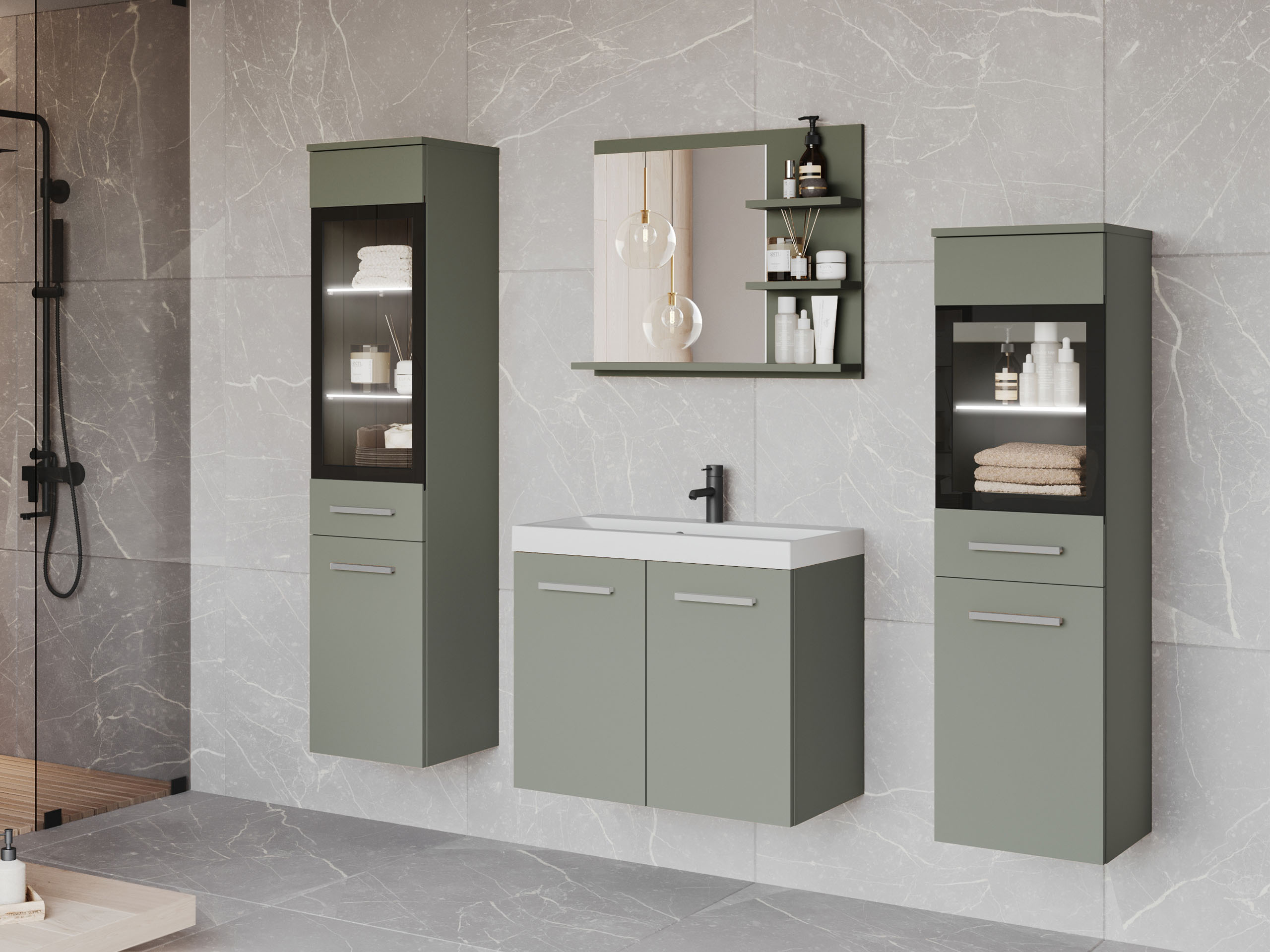 Ensemble de salle de bain Scientia IV (Vert poussiéreux)