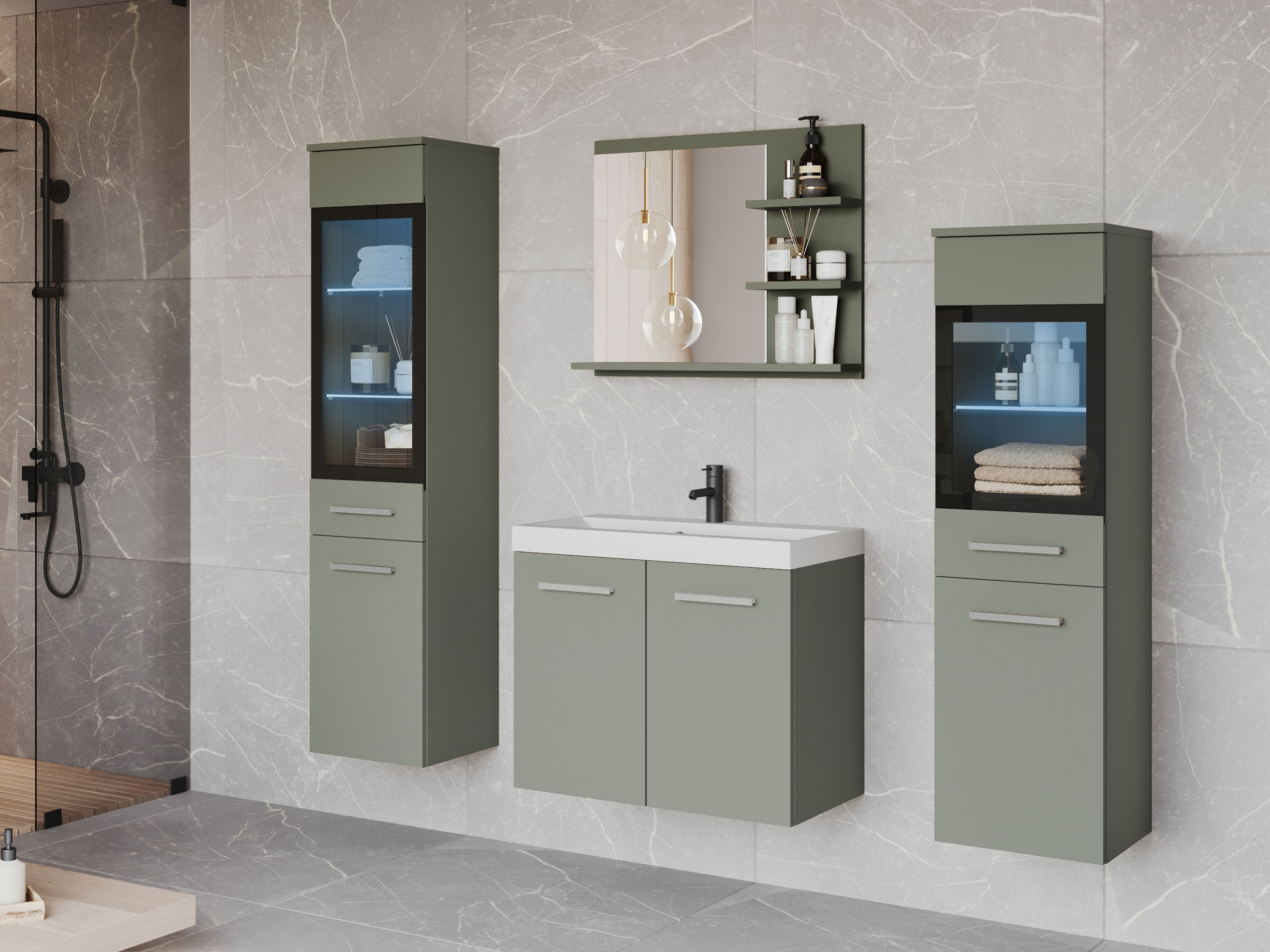 Ensemble de salle de bain Scientia IV (Vert poussiéreux)