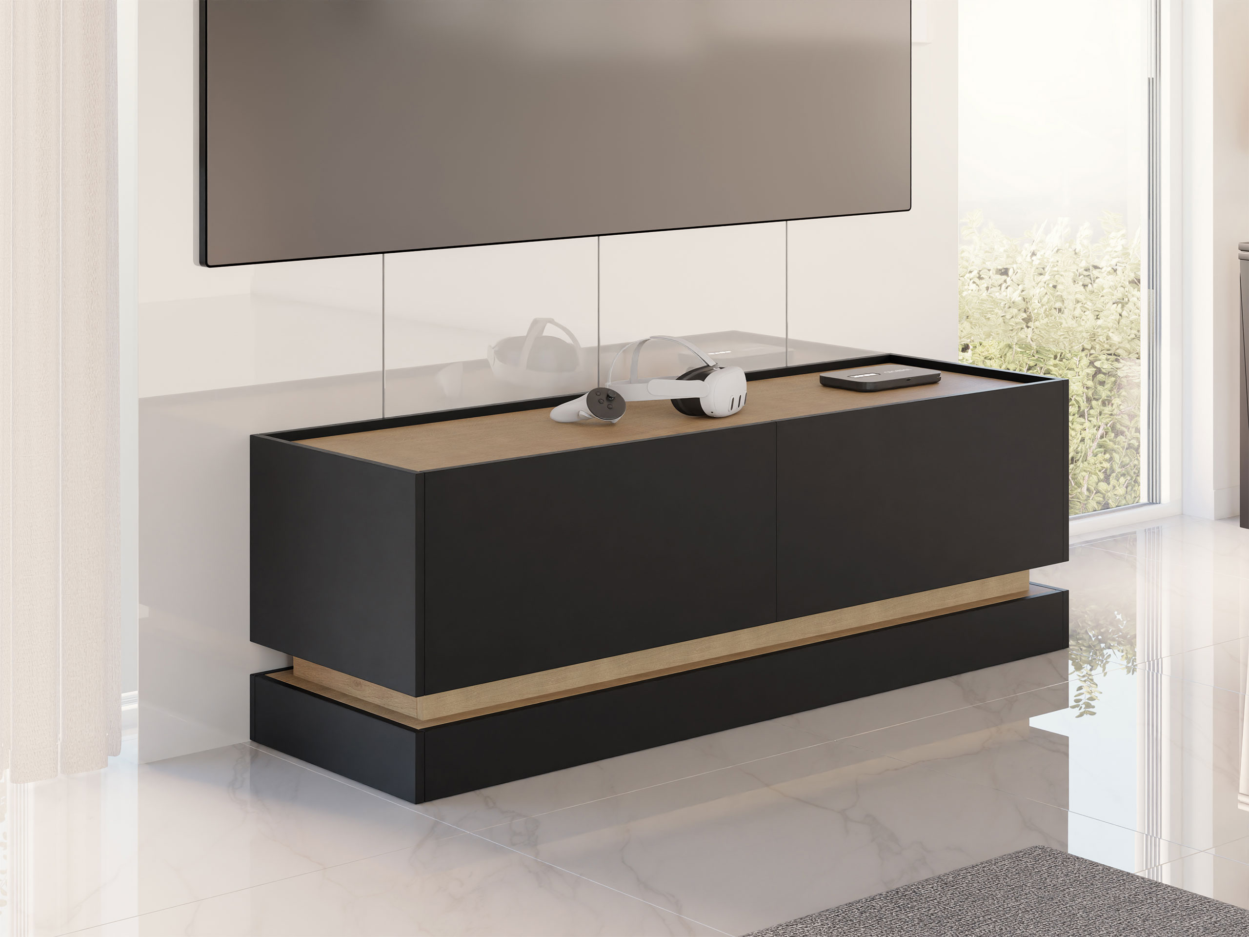 Meuble TV Comfivo Dalvenu 105 (Noir + Chêne)