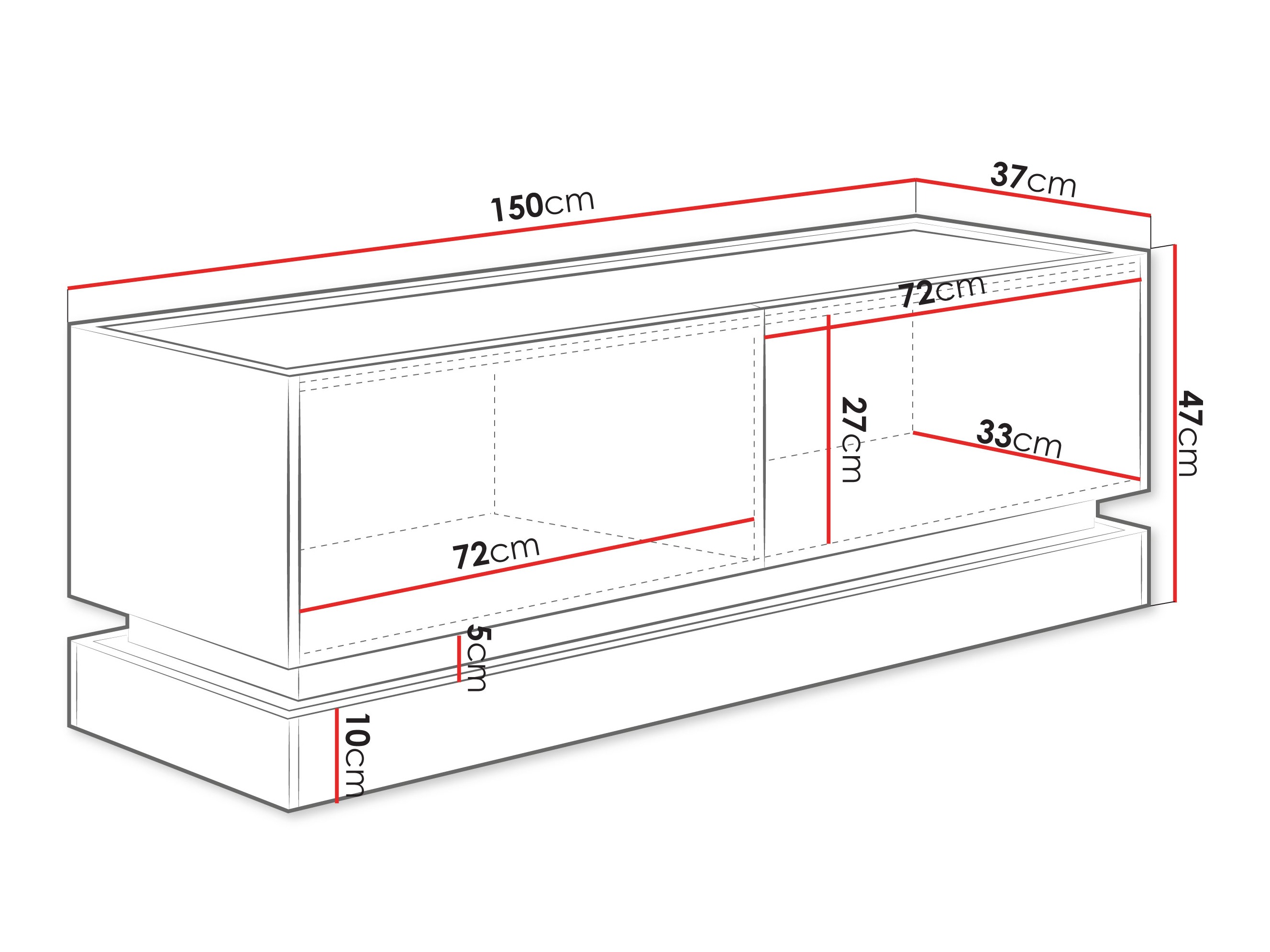 Meuble TV Comfivo Dalvenu 105 (Noir + Chêne)