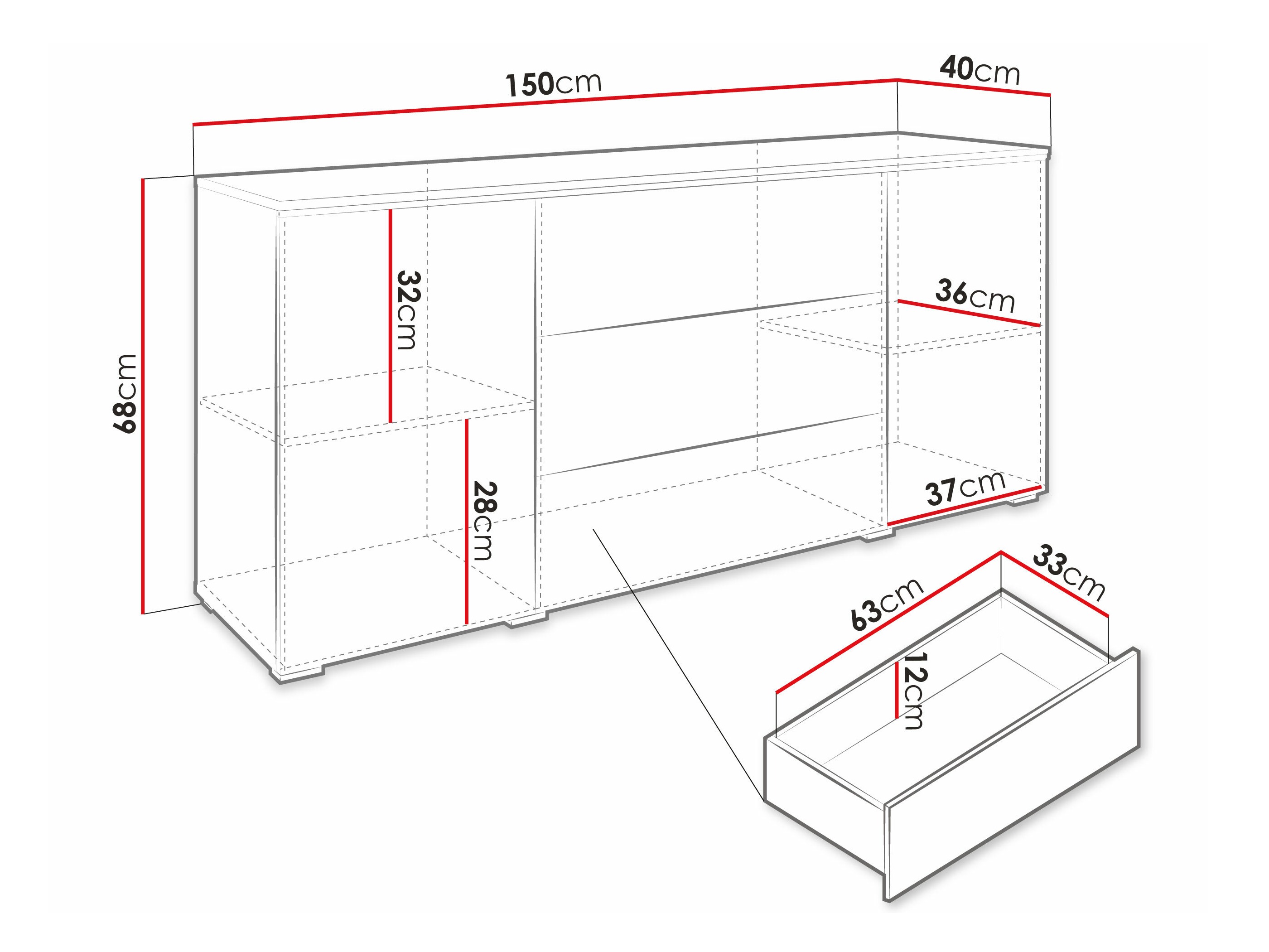 Commode Mirfivo 102 (Chêne wotan + Blanc brillant)