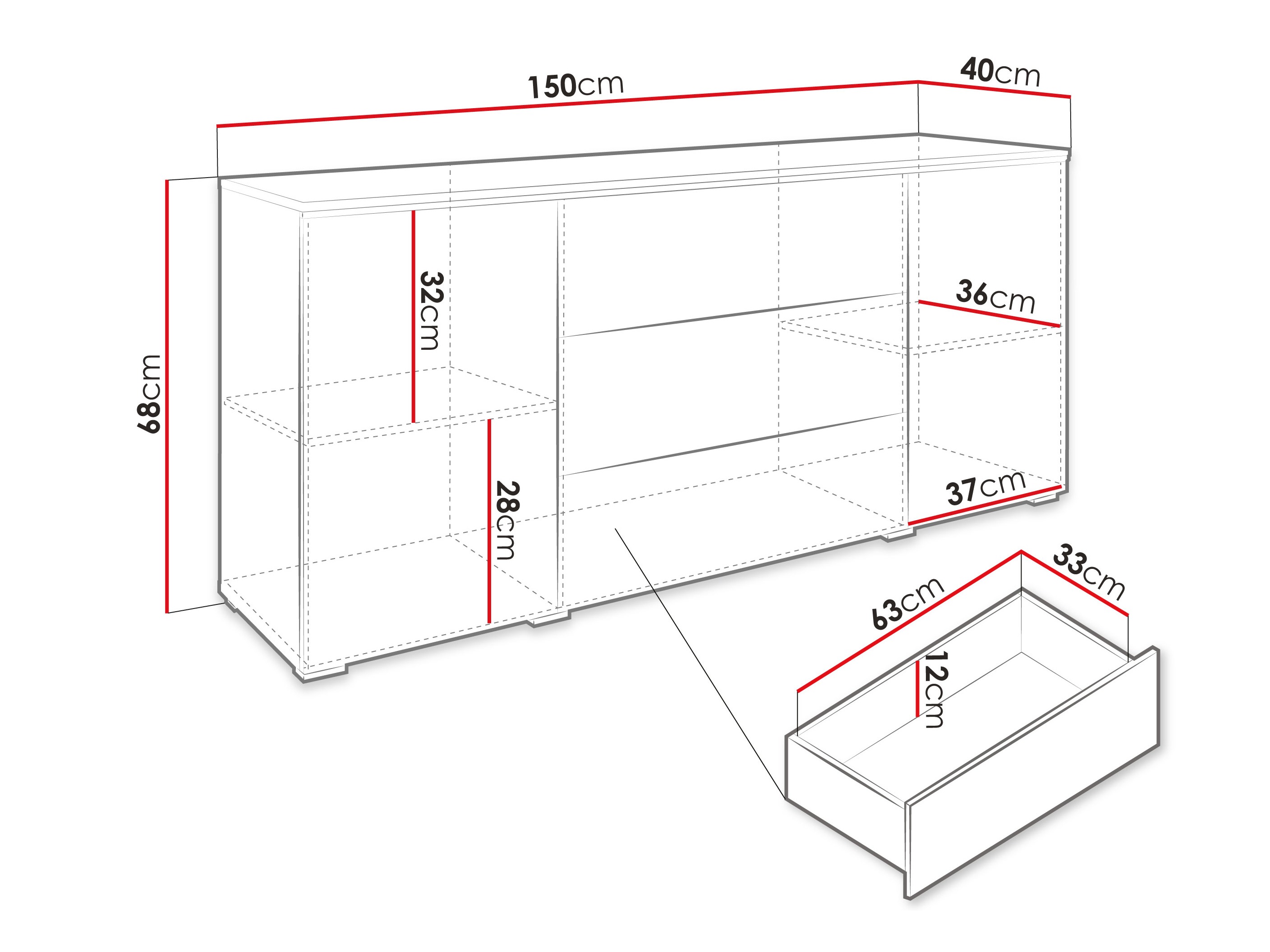 Commode Mirfivo 102 (Gris brillant)