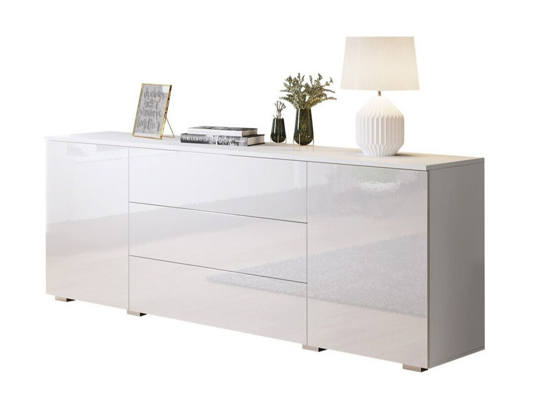 Commode Sarasota 129 (Blanc + Blanc brillant)