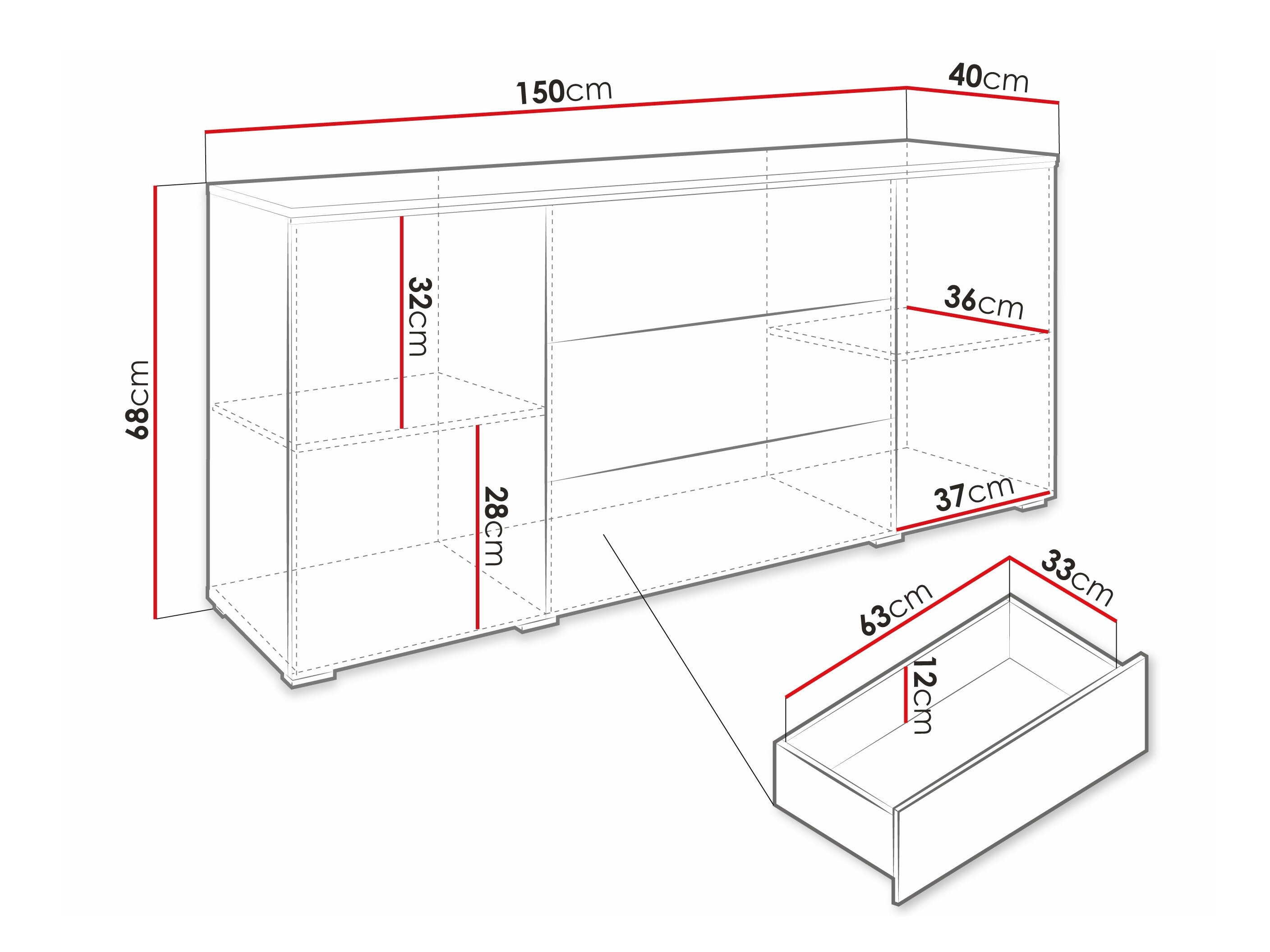Commode Sarasota 142 (Matera gris + Châtaigne)