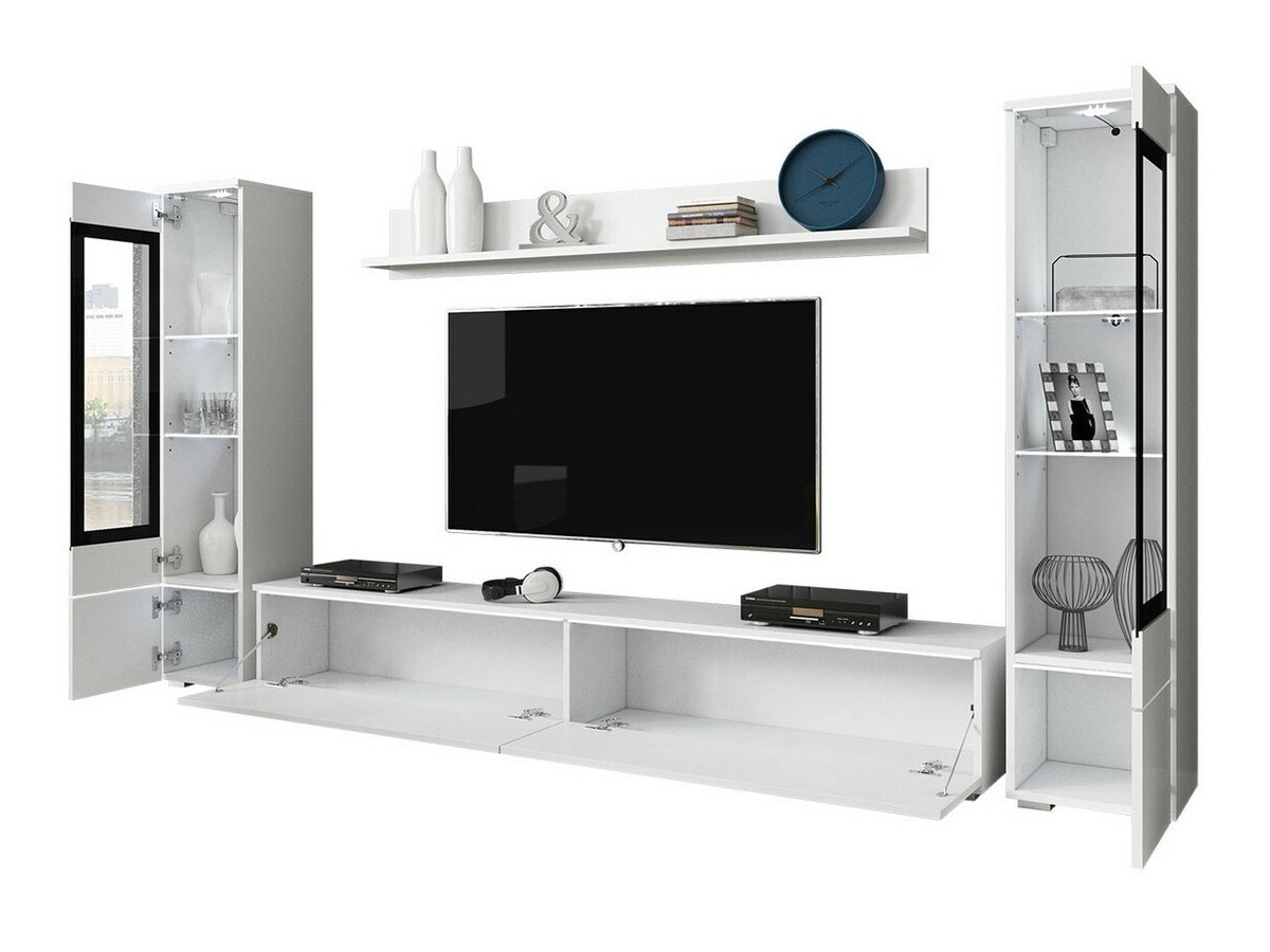Ensemble de salon Mirfivo 101 (Chêne wotan + Blanc brillant)