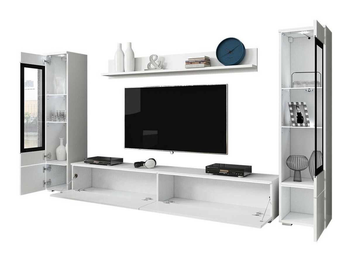 Ensemble de salon Mirfivo 101 (Chêne wotan + Blanc brillant)