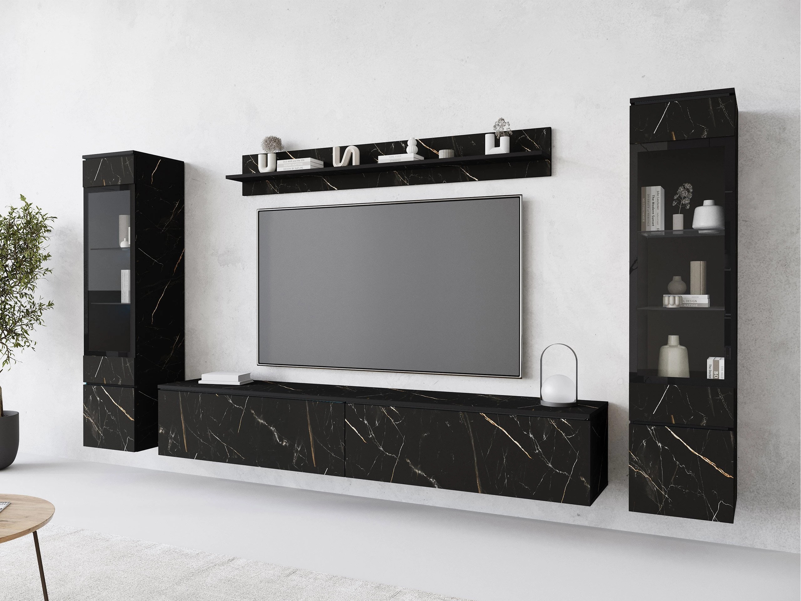 Ensemble de salon Mirfivo 101 (Marbre noir)