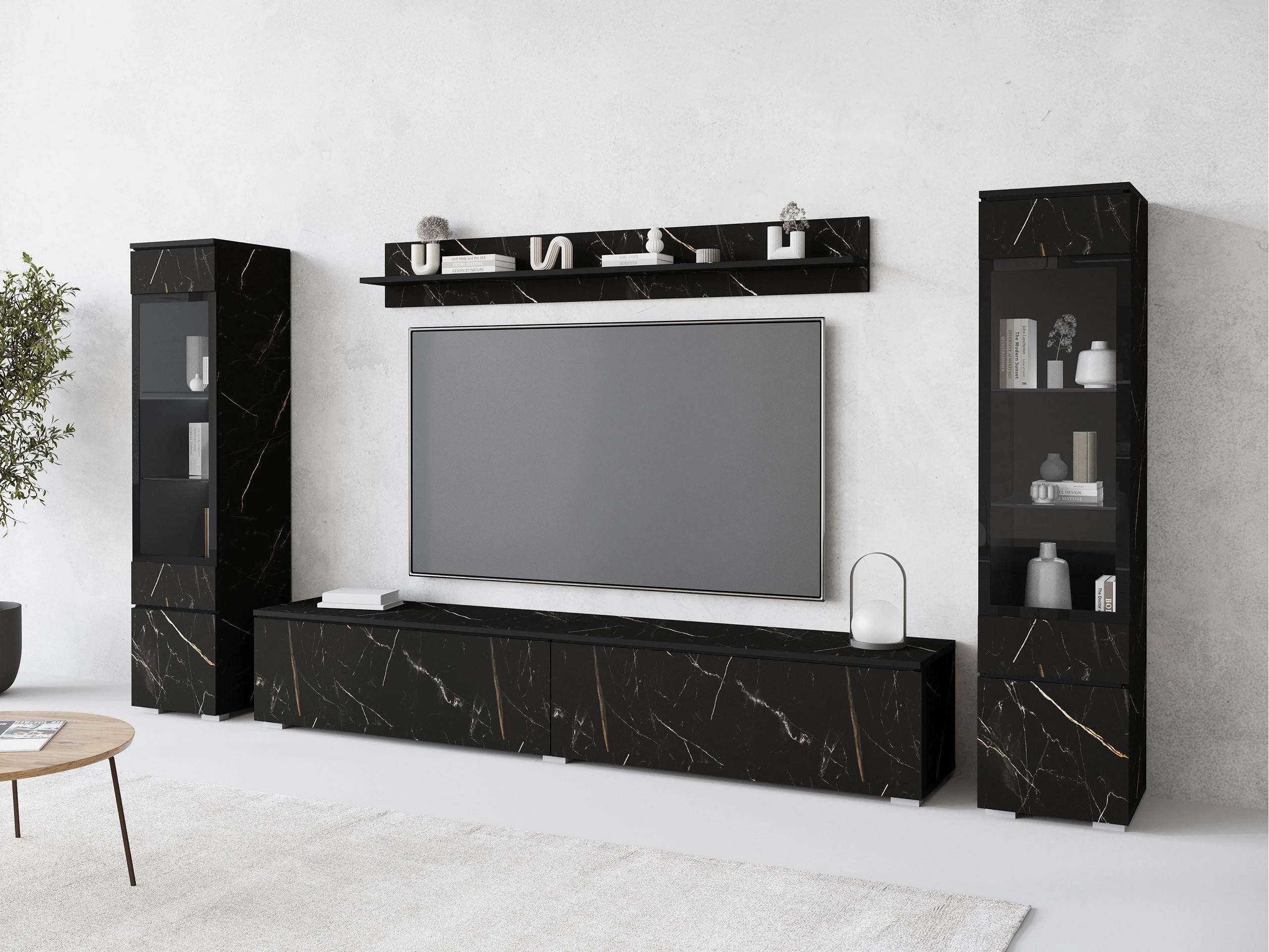 Ensemble de salon Mirfivo 101 (Marbre noir)
