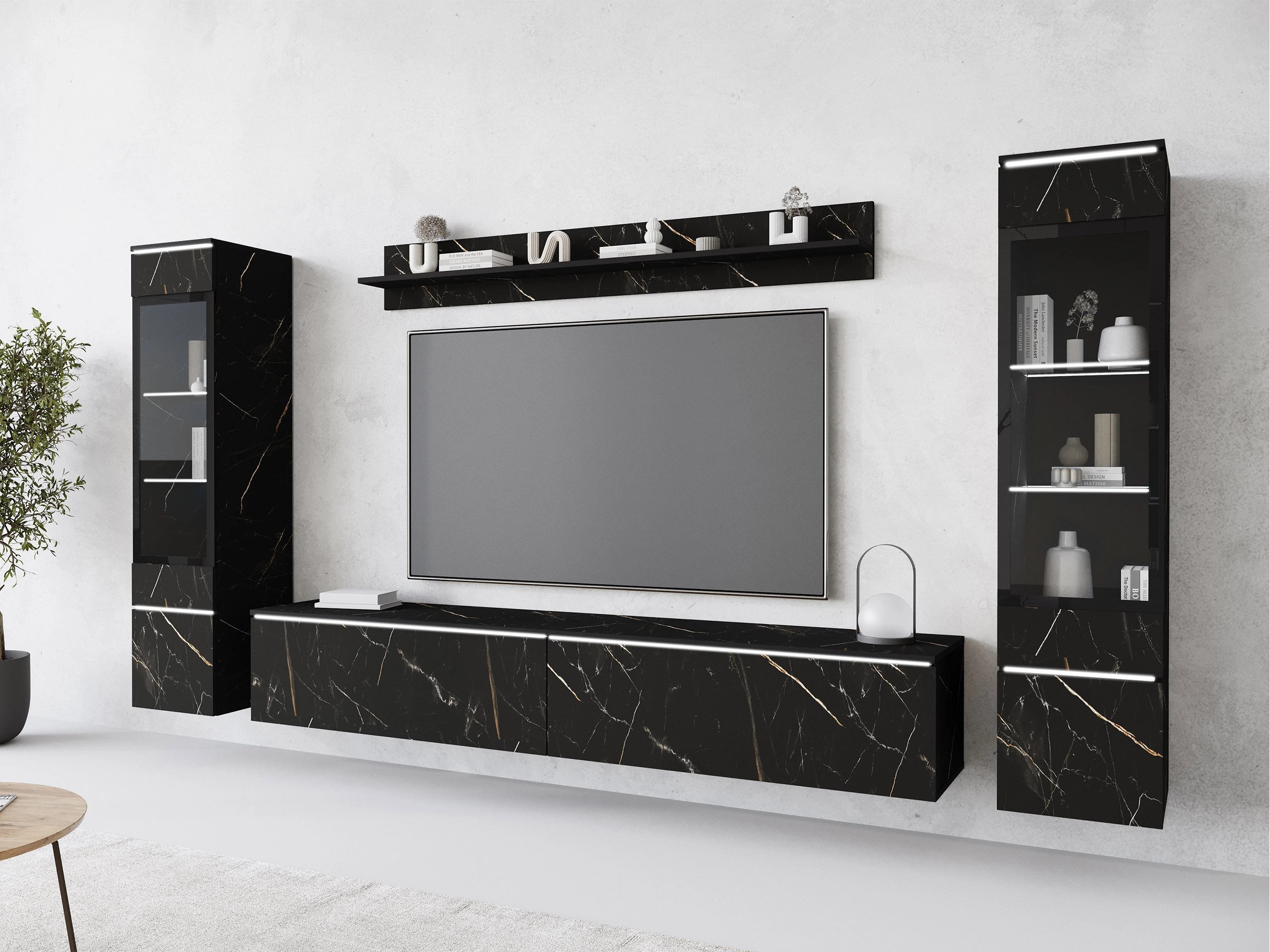 Ensemble de salon Mirfivo 101 (Marbre noir)