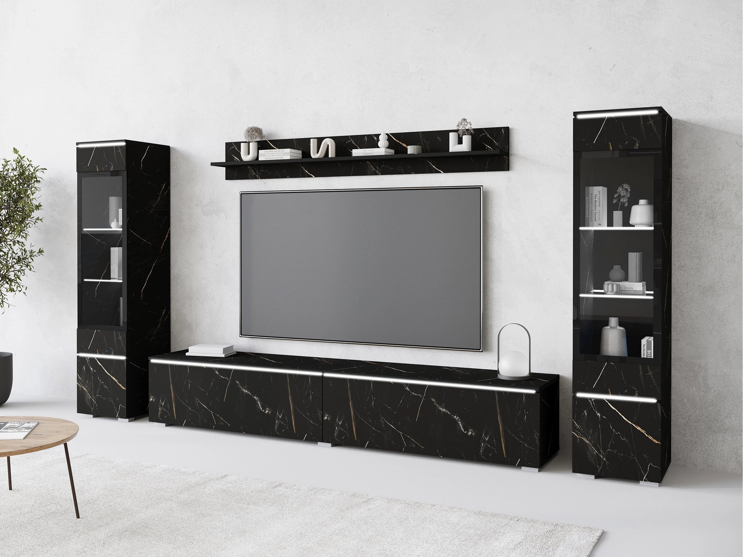 Ensemble de salon Mirfivo 101 (Marbre noir)