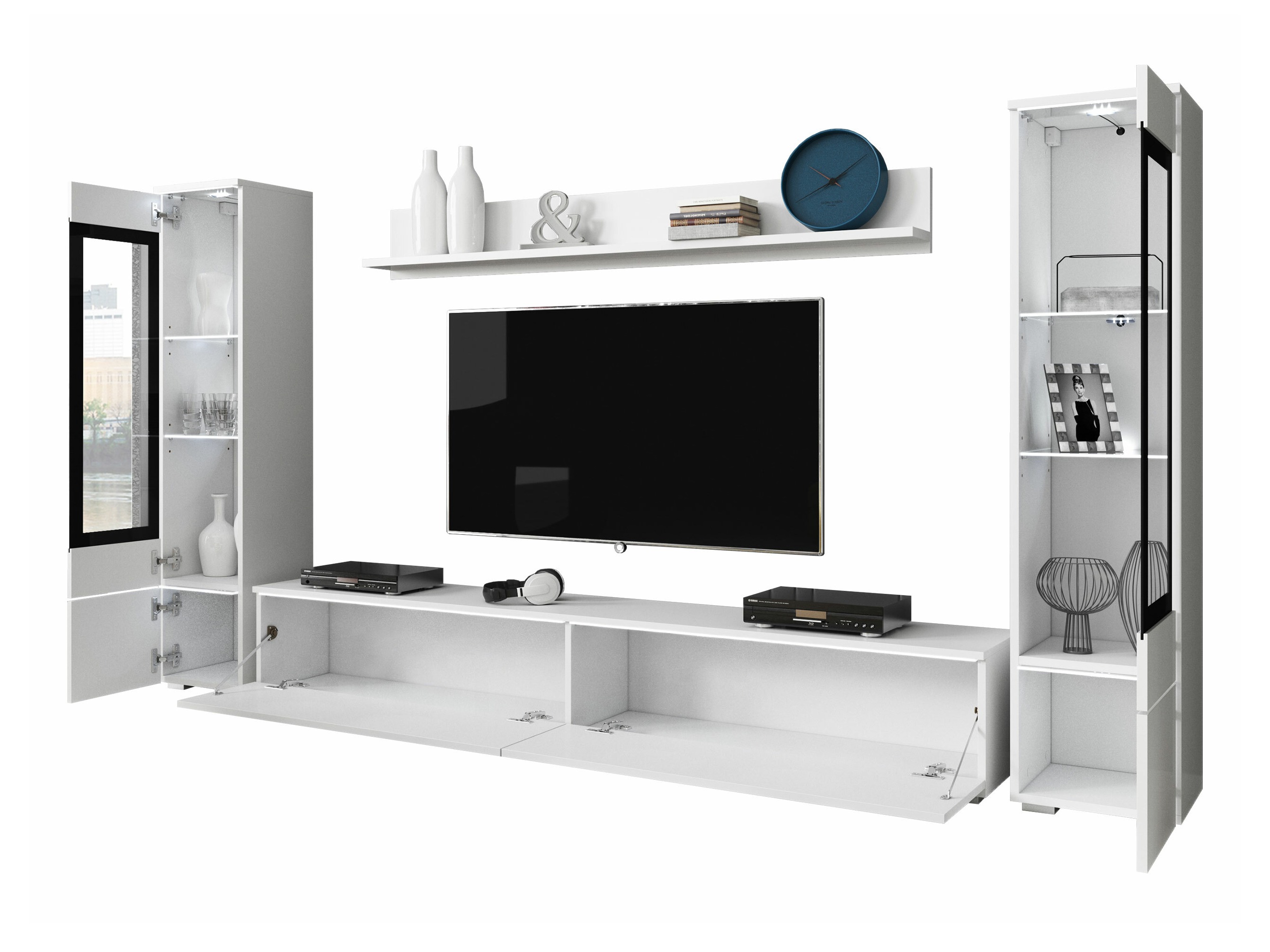 Ensemble de salon Mirfivo 101 (Matera gris + Blanc brillant)