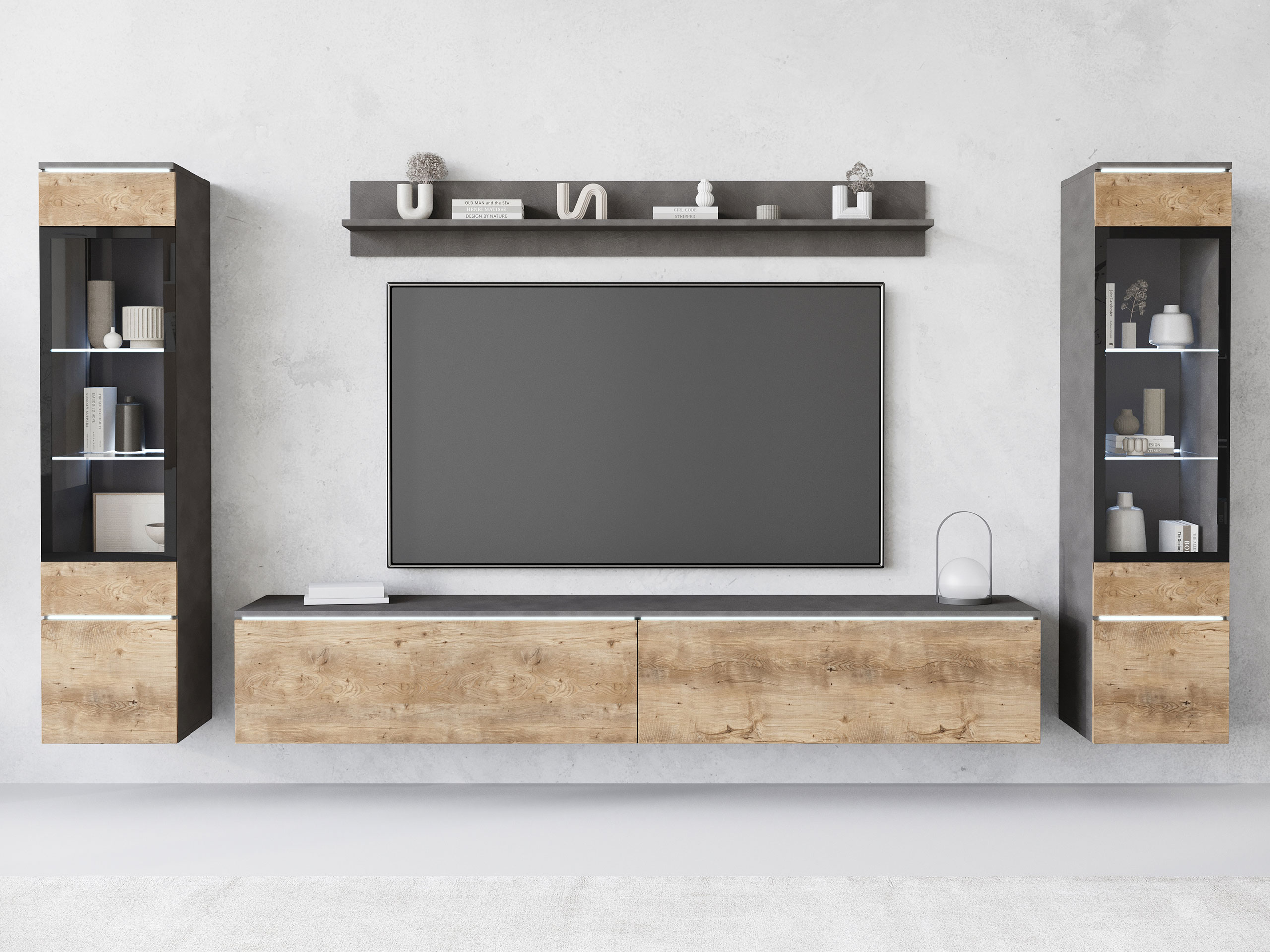 Ensemble de salon Mirfivo 101 (Matera gris + Châtaigne)