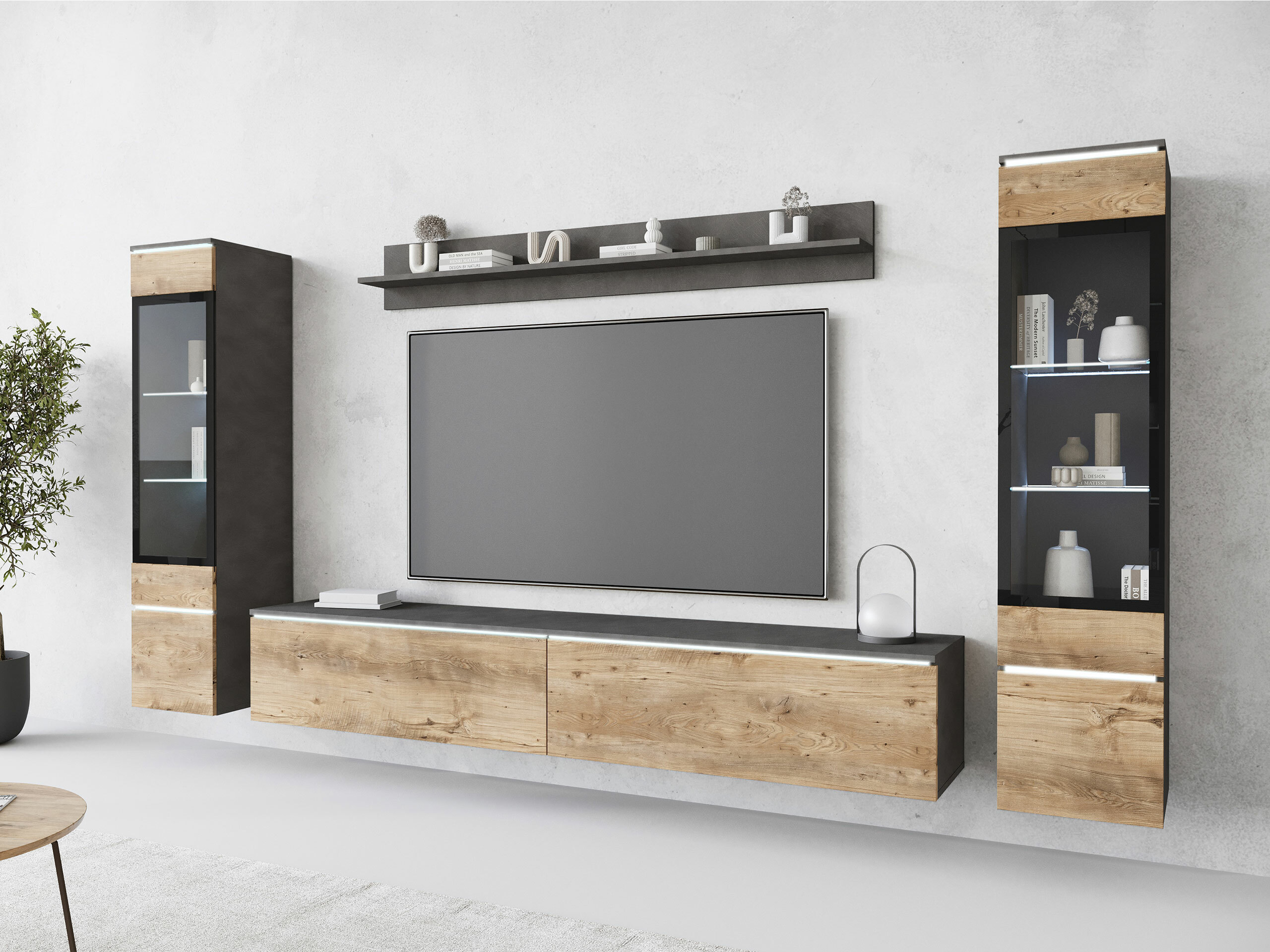 Ensemble de salon Mirfivo 101 (Matera gris + Châtaigne)