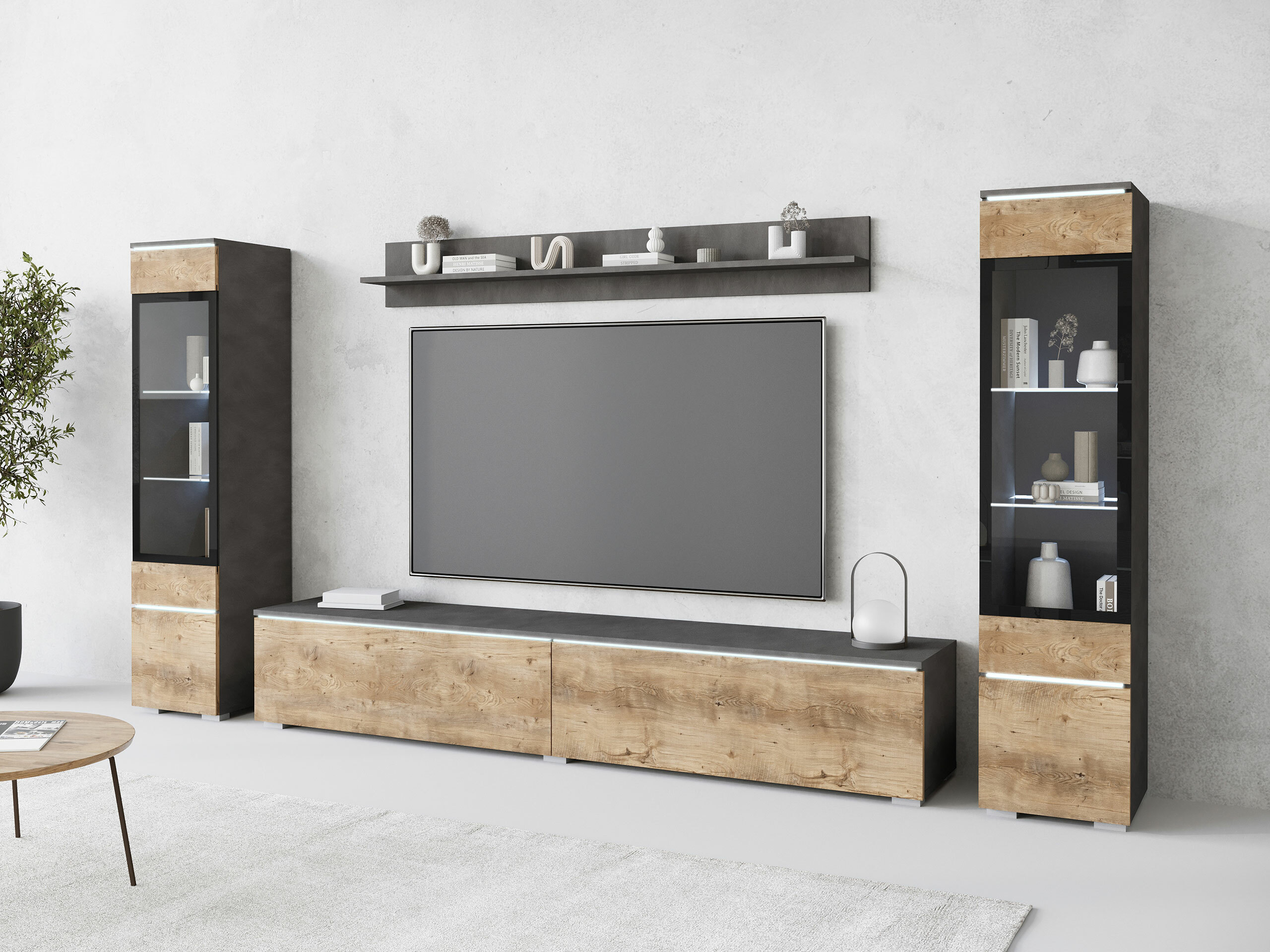 Ensemble de salon Mirfivo 101 (Matera gris + Châtaigne)