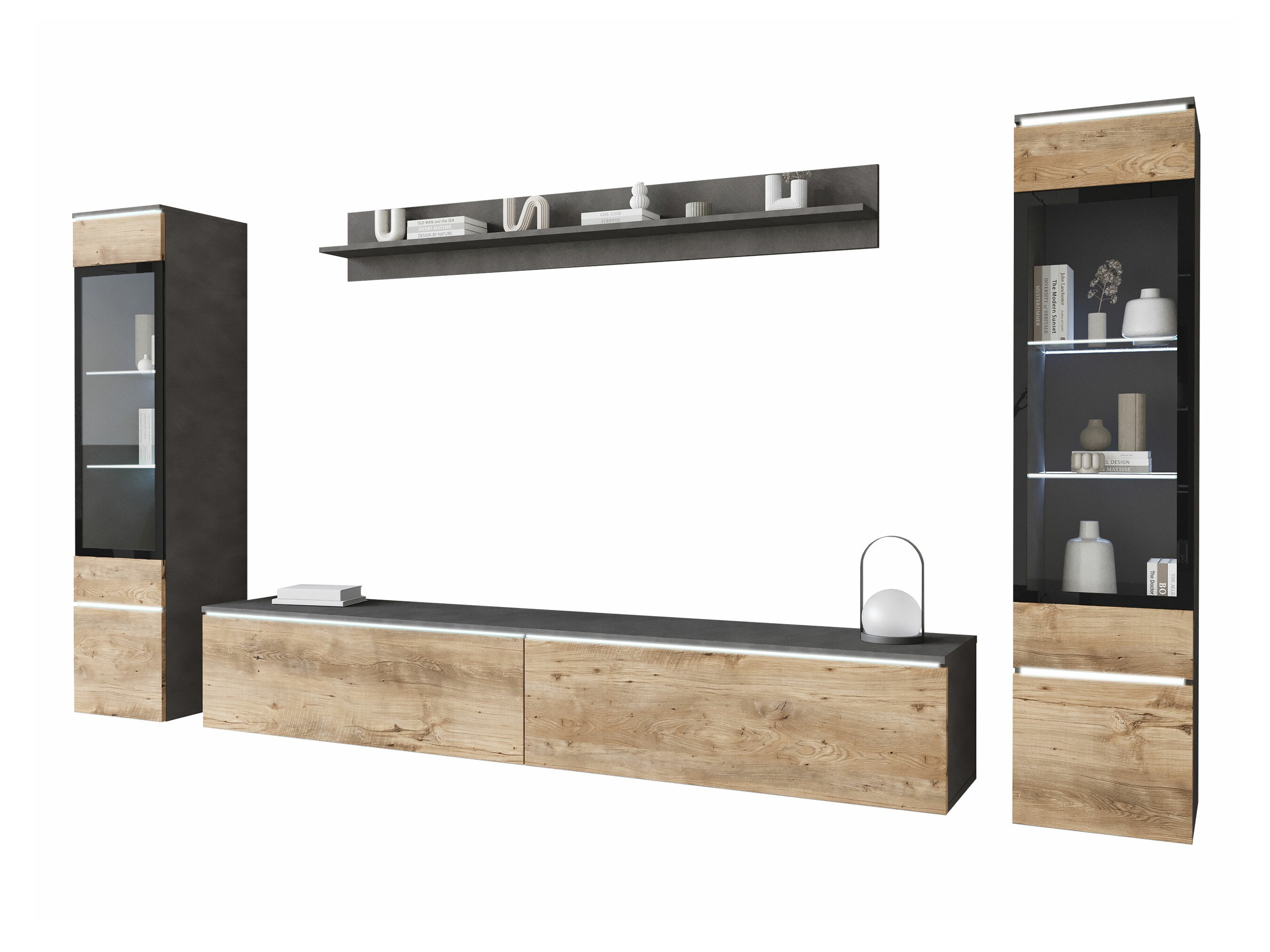 Ensemble de salon Mirfivo 101 (Matera gris + Châtaigne)