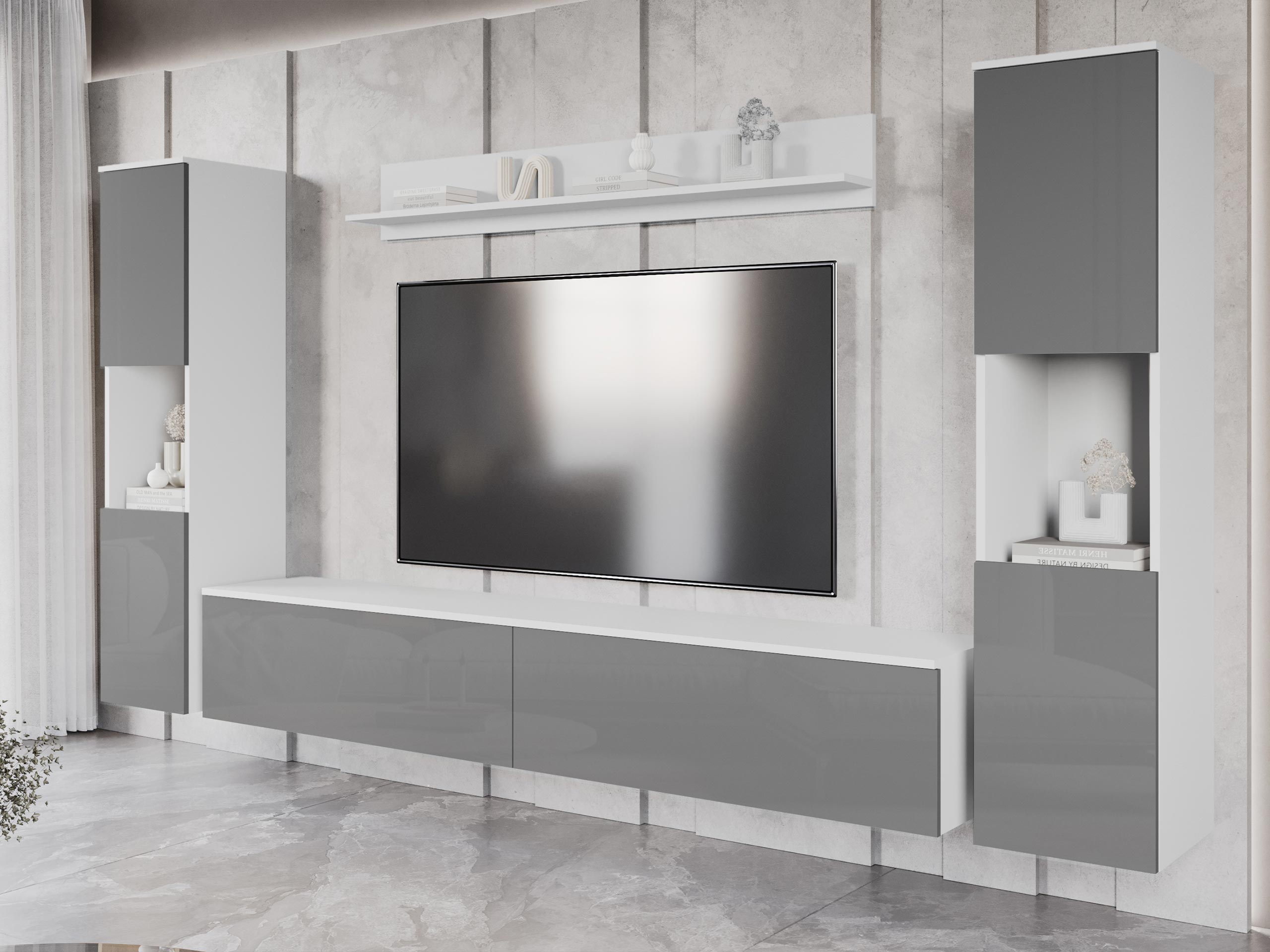 Ensemble de salon Sarasota 131 (Blanc + Gris brillant)