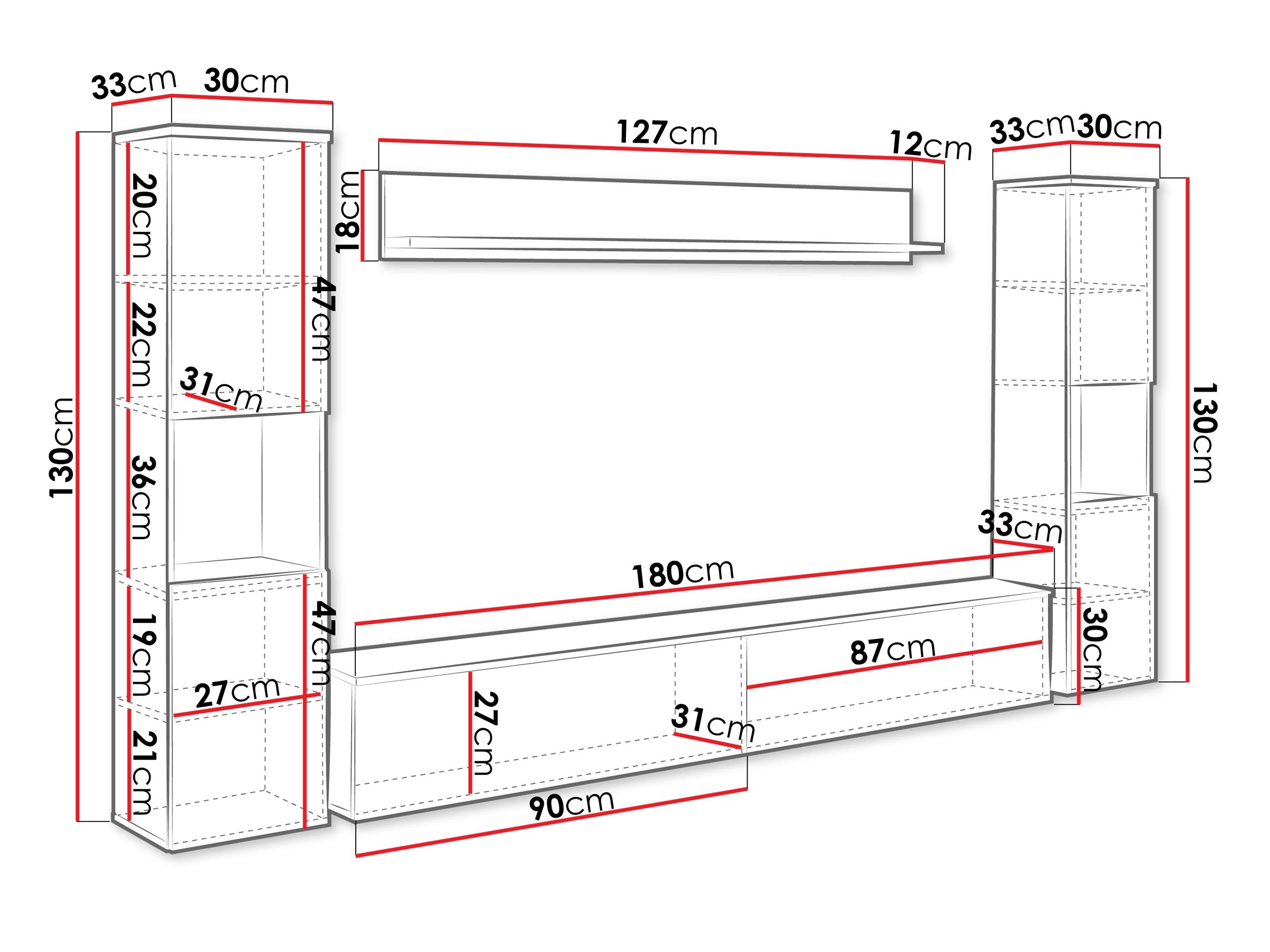 Ensemble de salon Sarasota 131 (Blanc + Gris brillant)