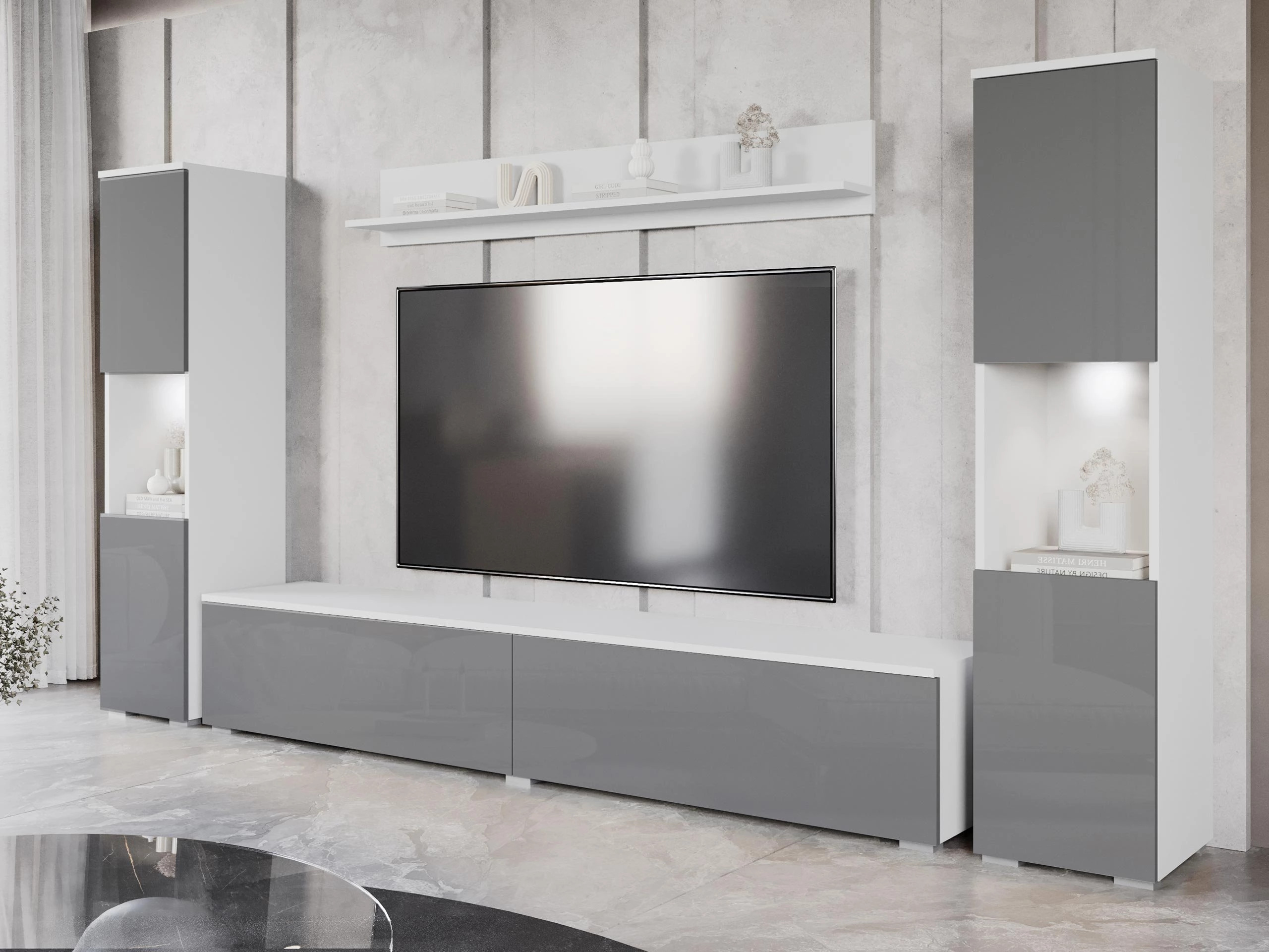 Ensemble de salon Sarasota 131 (Blanc + Gris brillant)