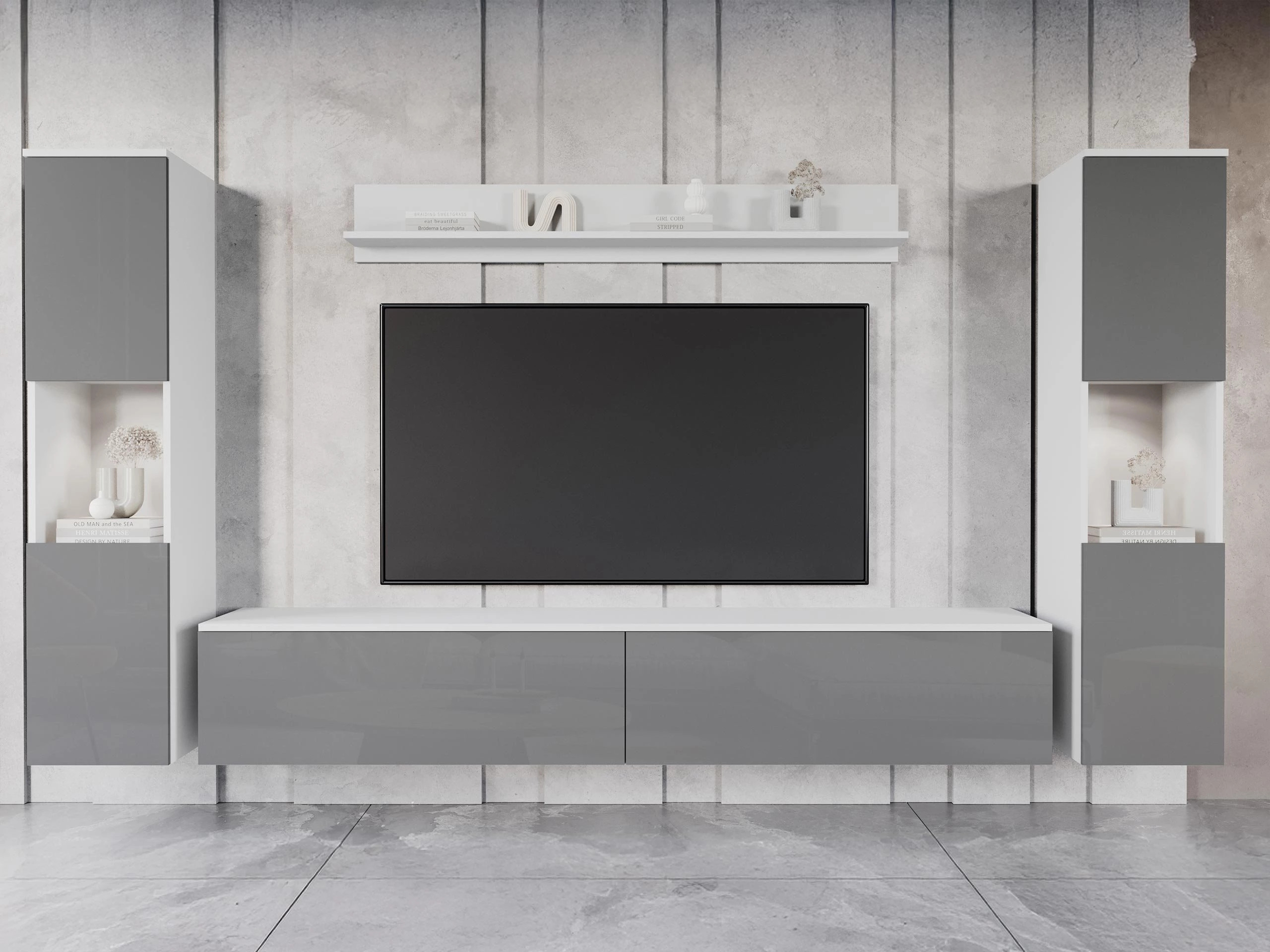 Ensemble de salon Sarasota 131 (Blanc + Gris brillant)