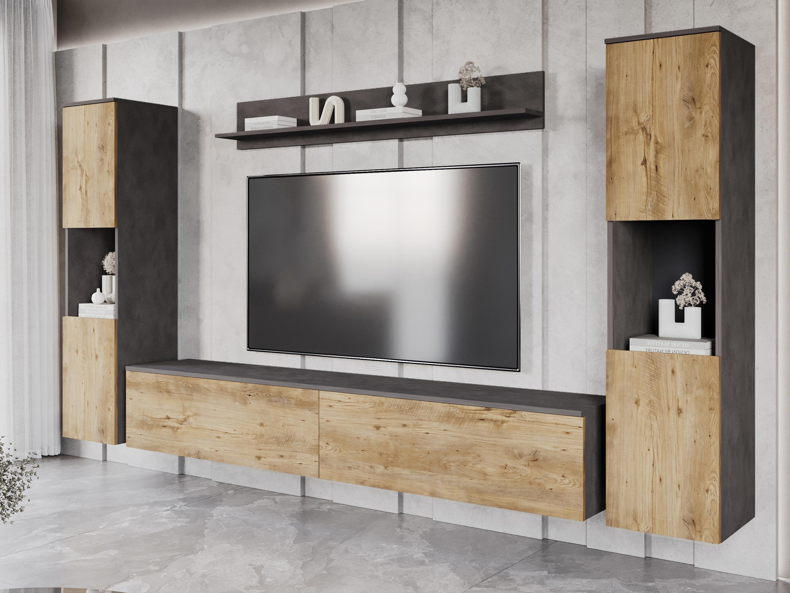 Ensemble de salon Sarasota 131 (Matera gris + Châtaigne)