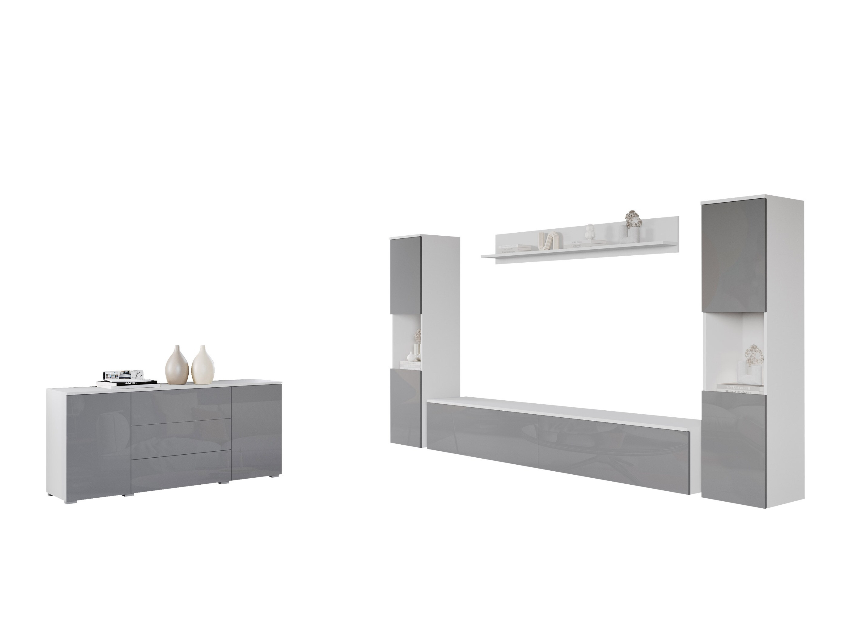 Ensemble de salon Sarasota 133 (Blanc + Blanc brillant)