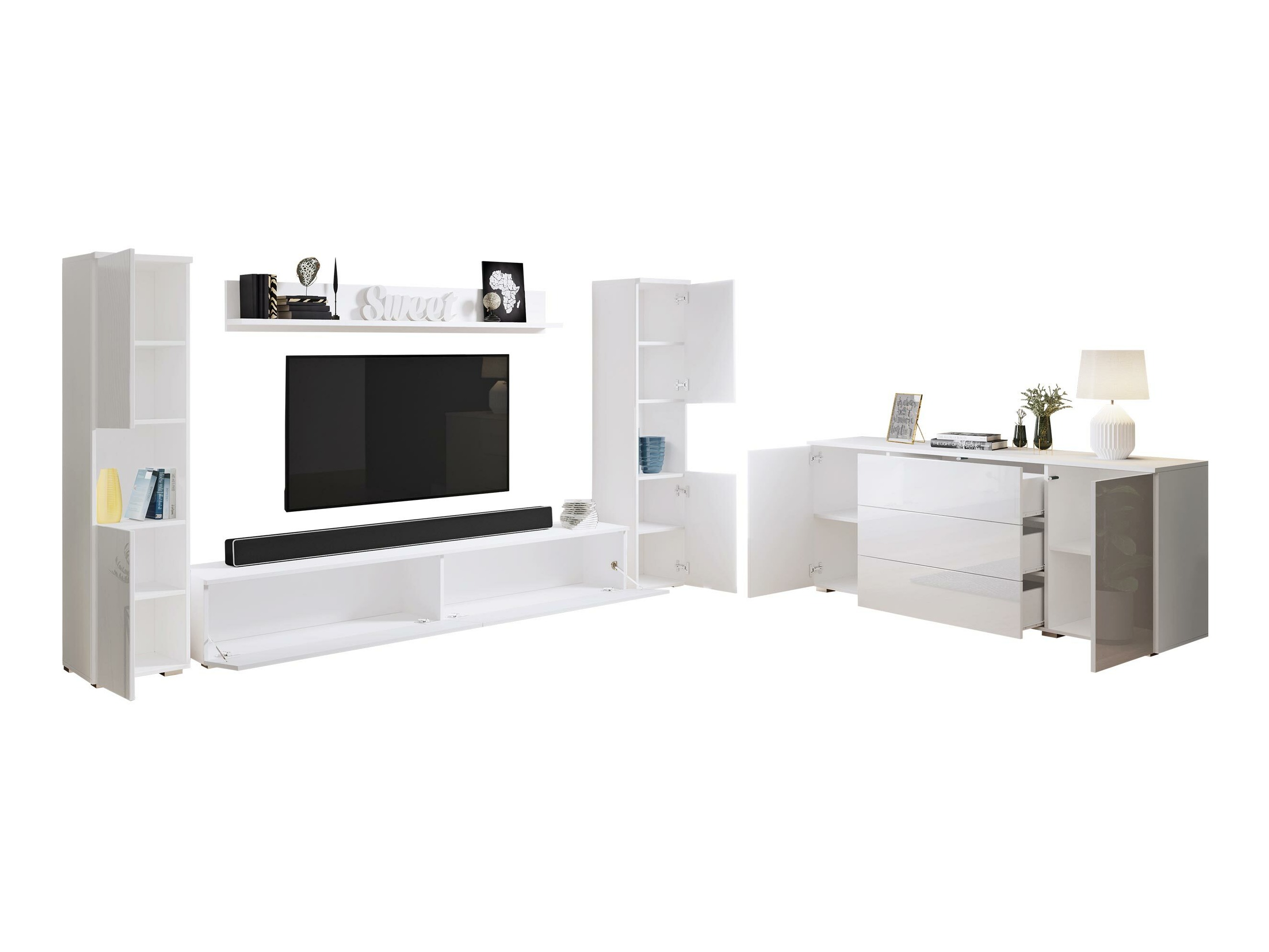 Ensemble de salon Sarasota 133 (Blanc + Blanc brillant)
